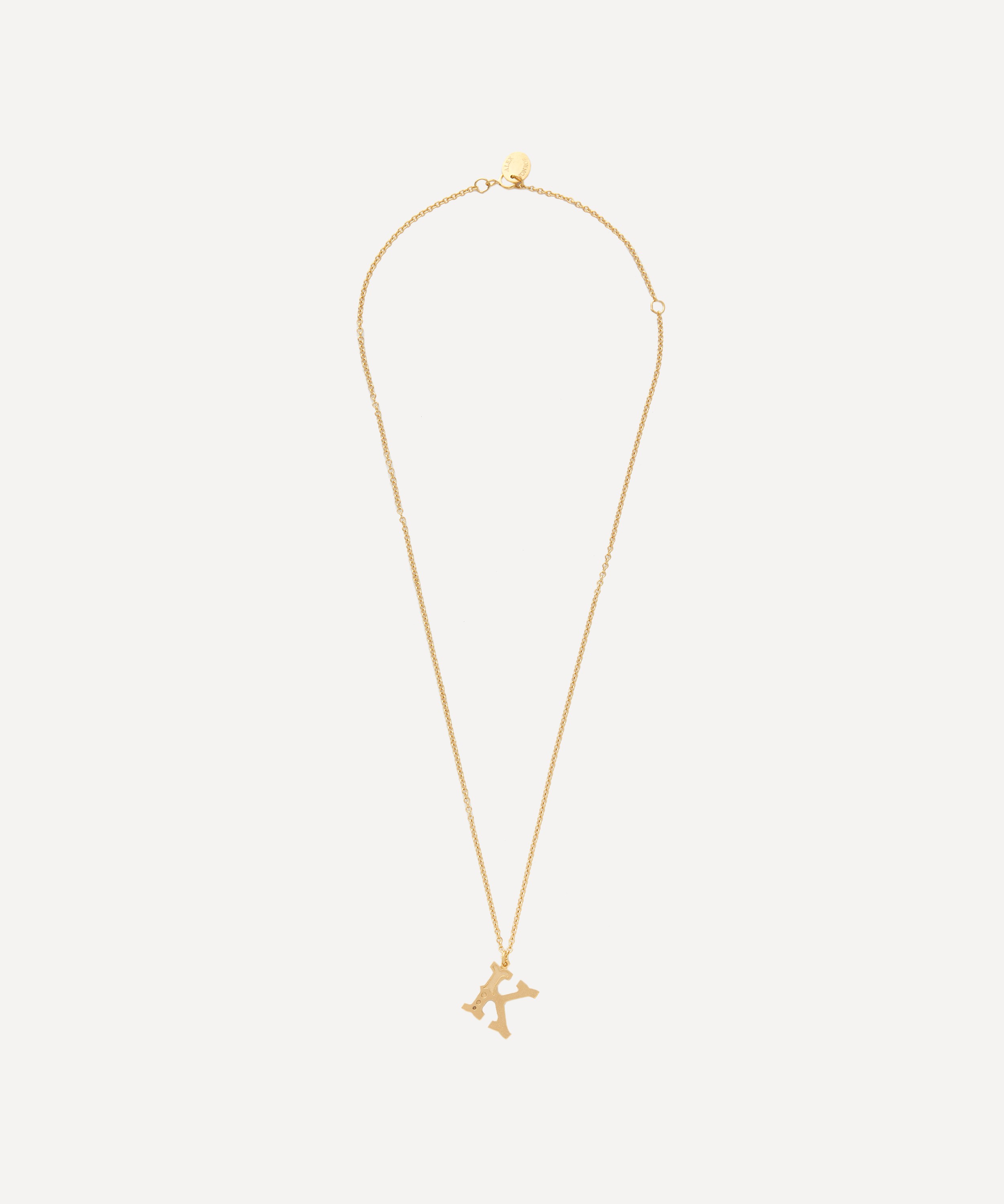 Alex Monroe - 18ct Gold-Plated Vermeil Silver Just My Type Letter K Necklace image number 2