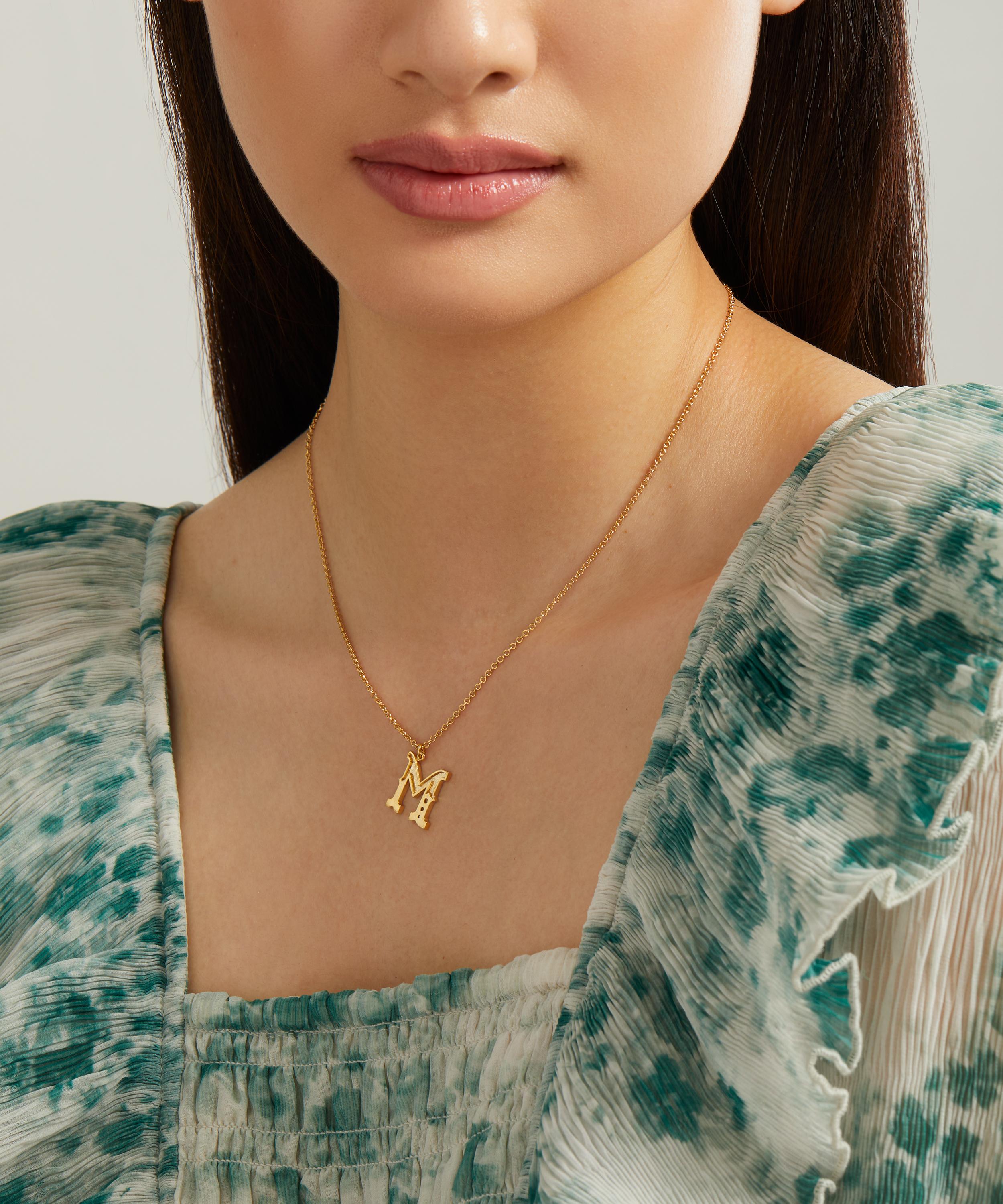 Alex Monroe - 18ct Gold-Plated Vermeil Silver Just My Type Letter M Necklace image number 1