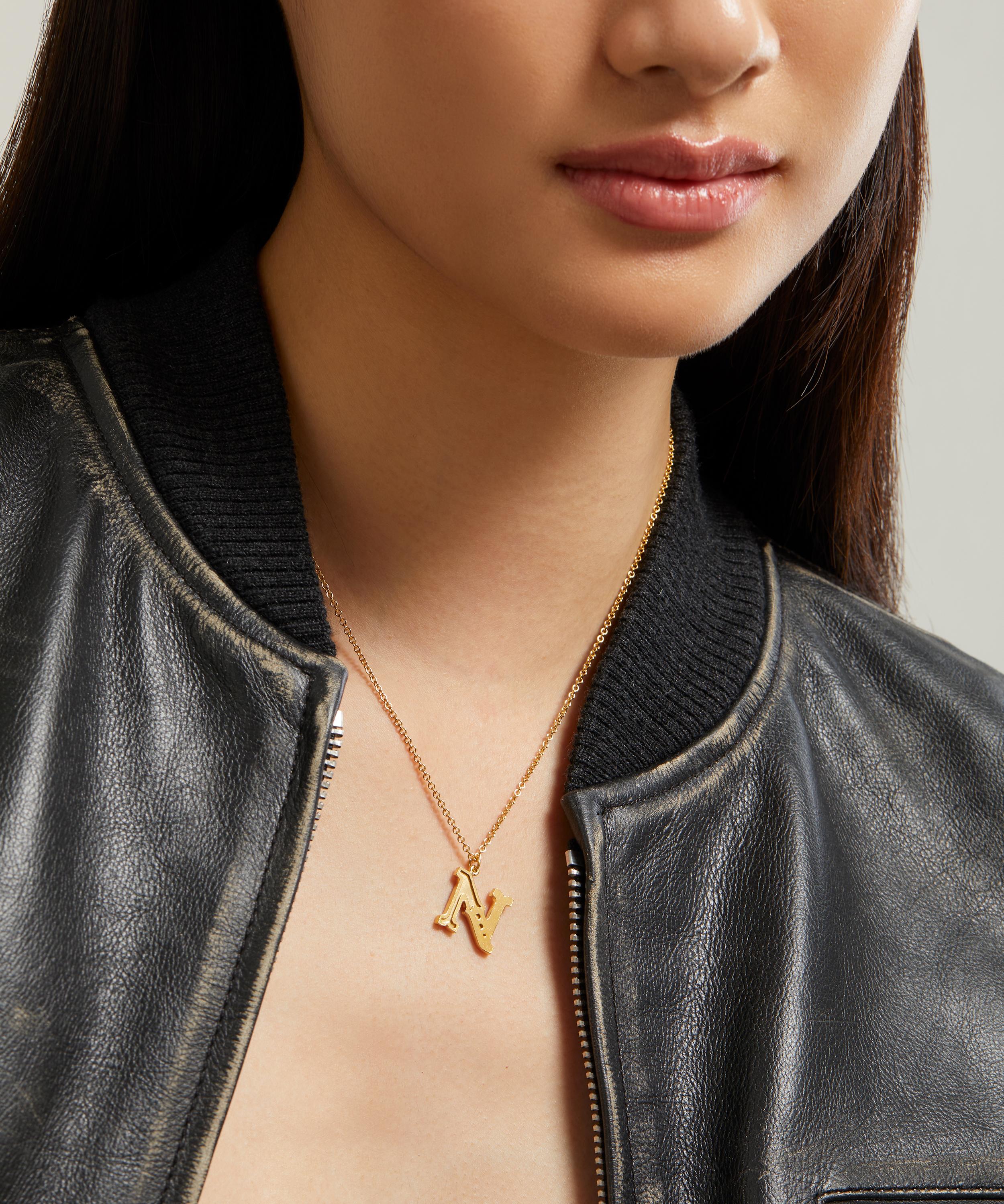 Alex Monroe - 18ct Gold-Plated Vermeil Silver Just My Type Letter N Necklace image number 1