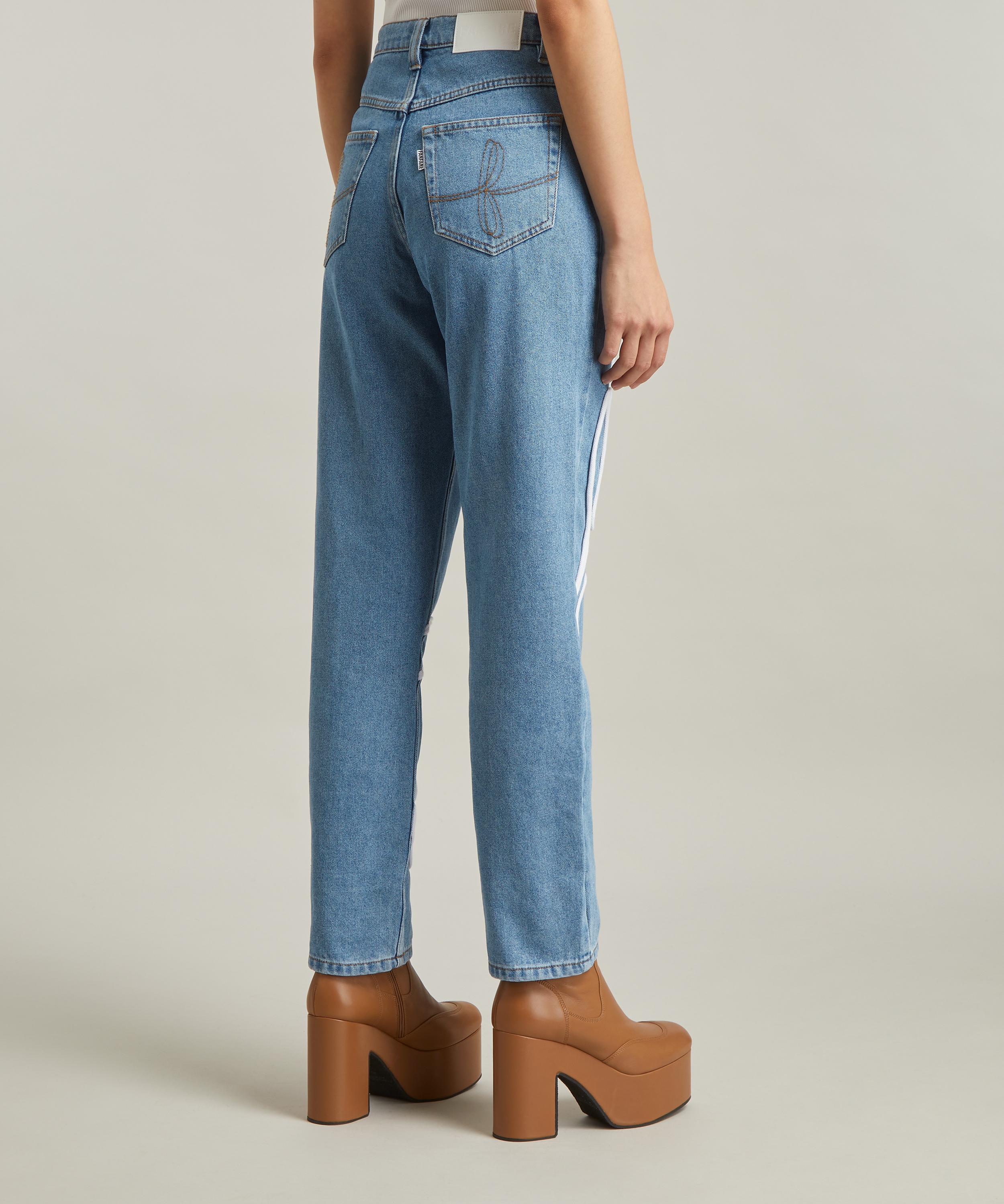 FANFARE - High Waisted Floral Trim Blue Jeans image number 3