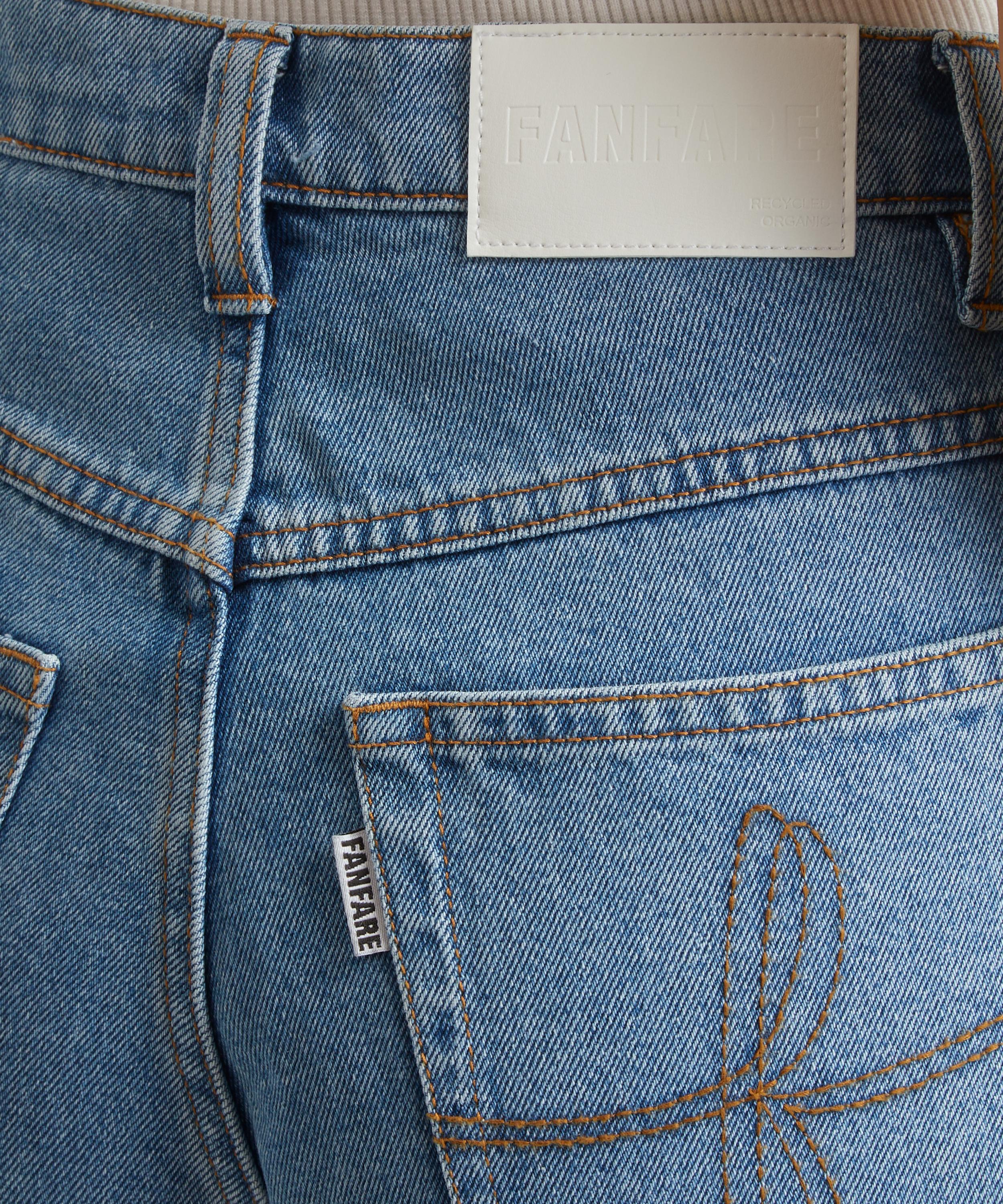 FANFARE - High Waisted Floral Trim Blue Jeans image number 4