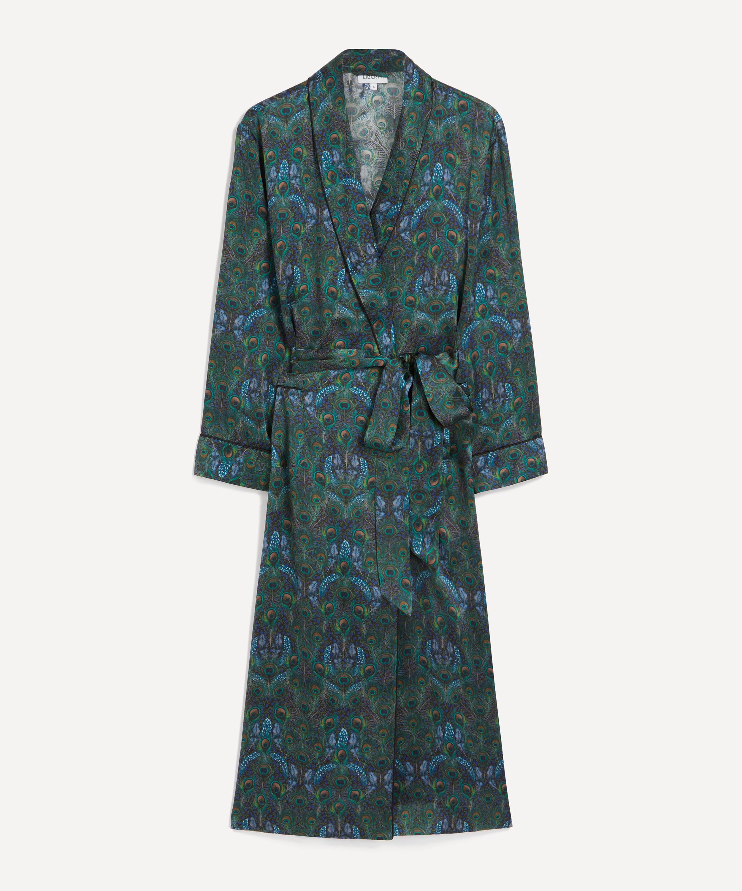 Liberty - Peacock Manor Silk Satin Long Robe image number 0