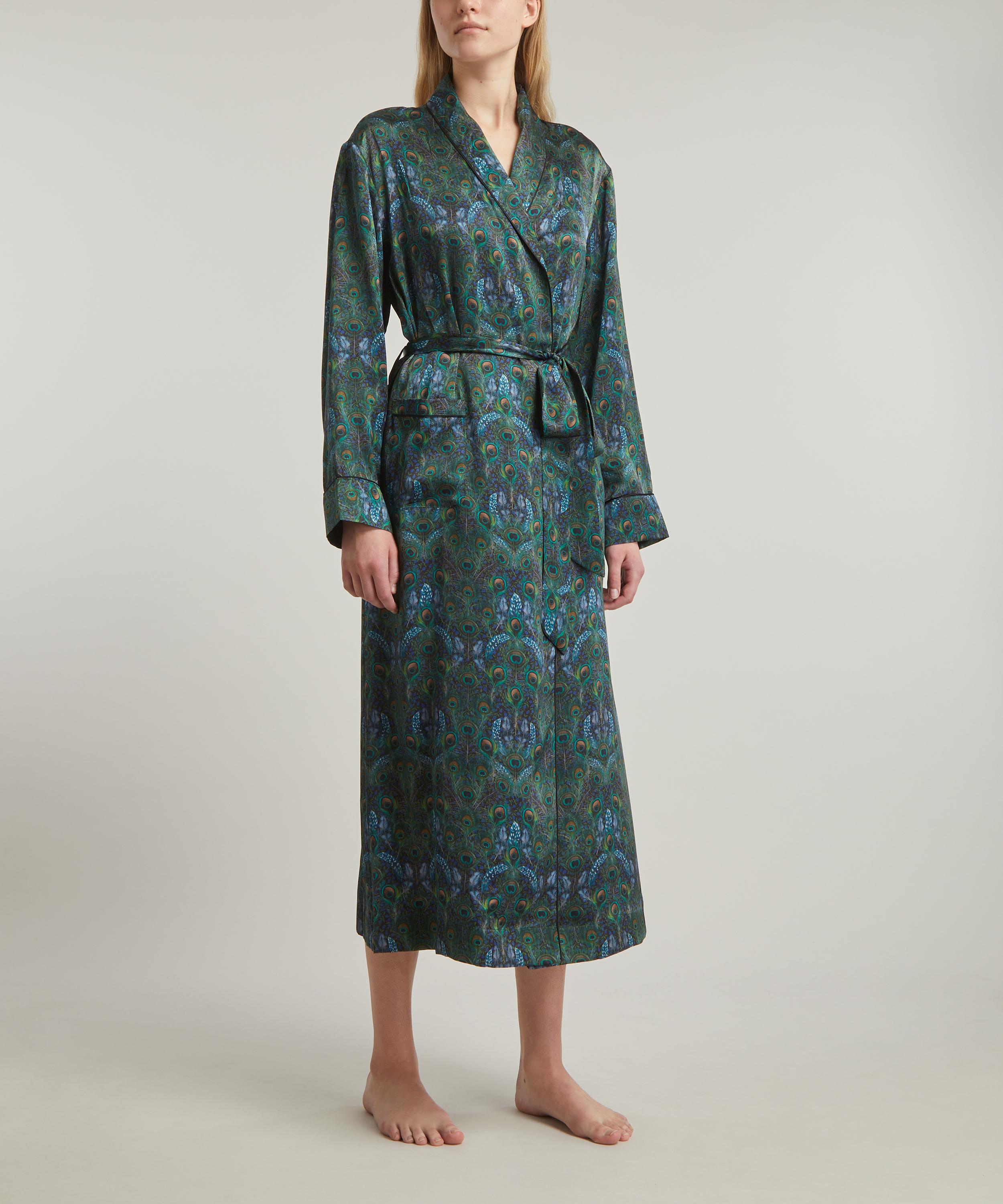 Liberty - Peacock Manor Silk Satin Long Robe image number 1