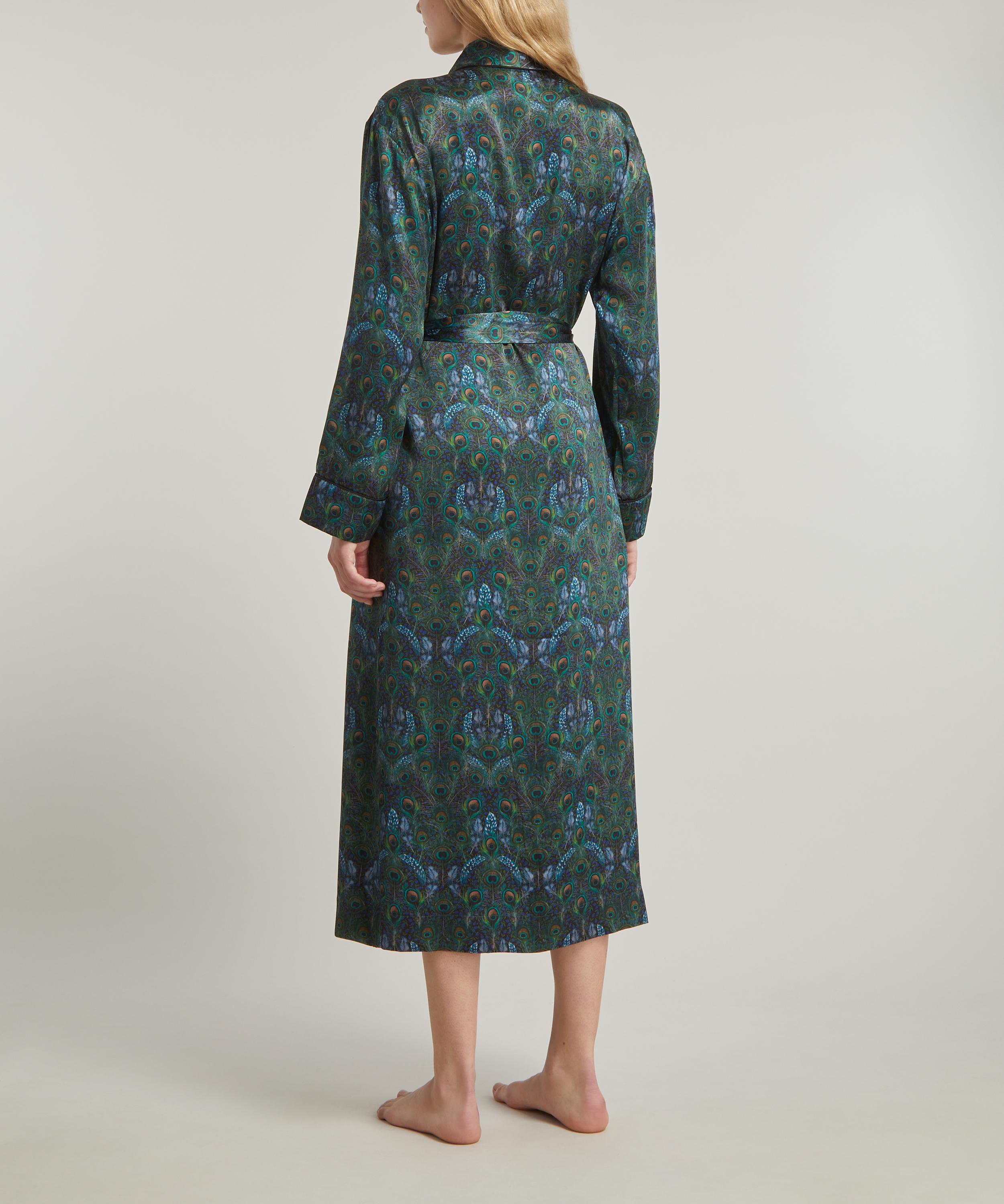 Liberty - Peacock Manor Silk Satin Long Robe image number 3