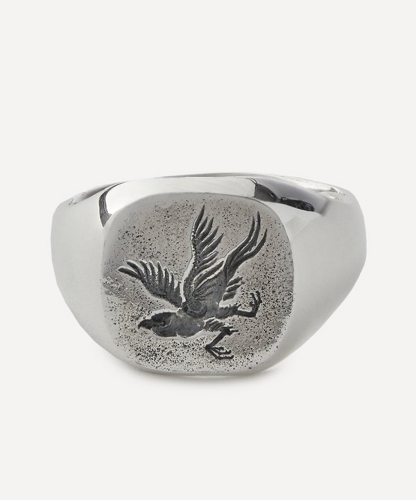 Frederick Grove - Sterling Silver Black Bird Signet Ring image number null