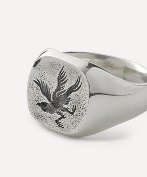 Frederick Grove - Sterling Silver Black Bird Signet Ring image number 1
