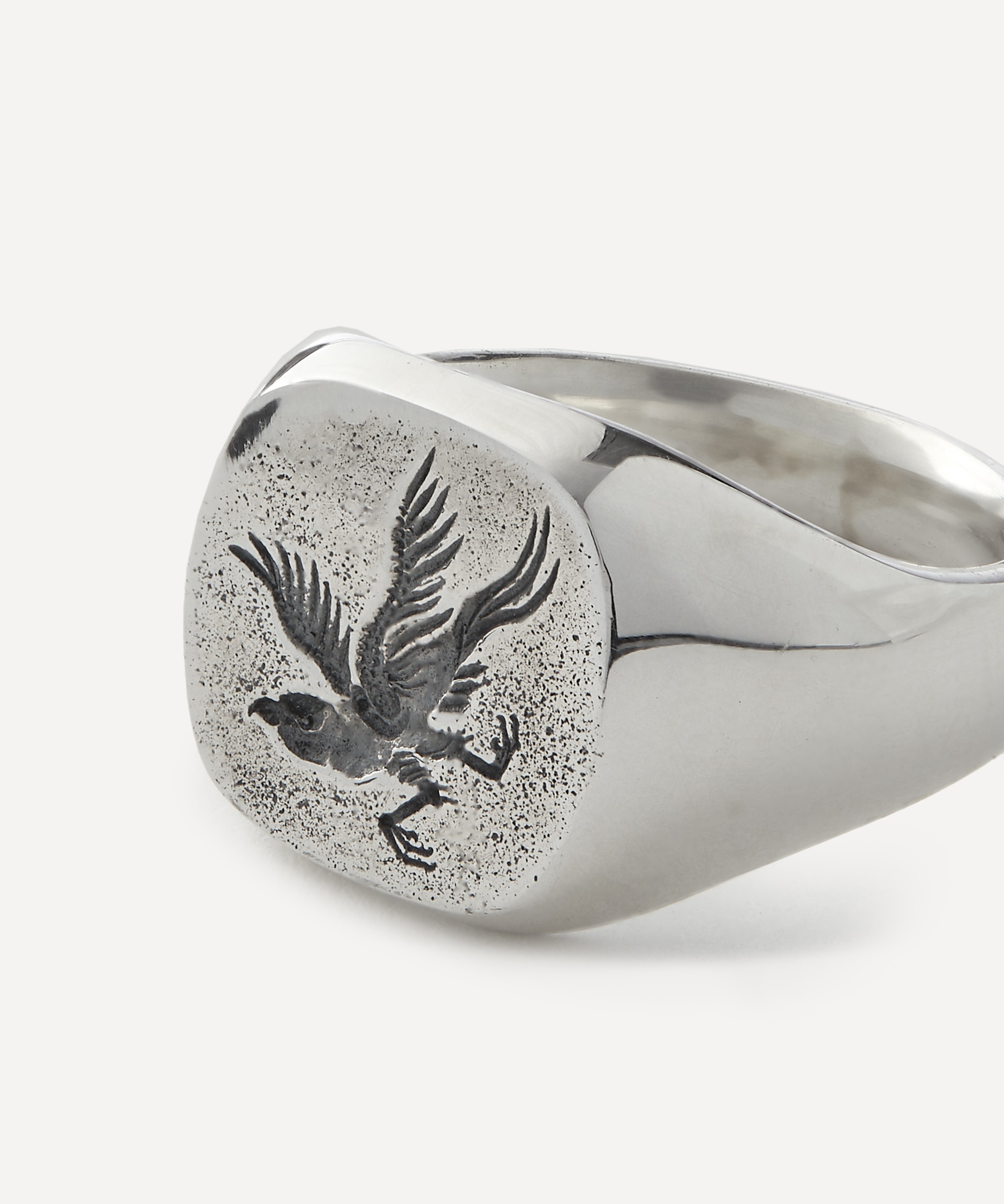 Frederick Grove - Sterling Silver Black Bird Signet Ring image number 1