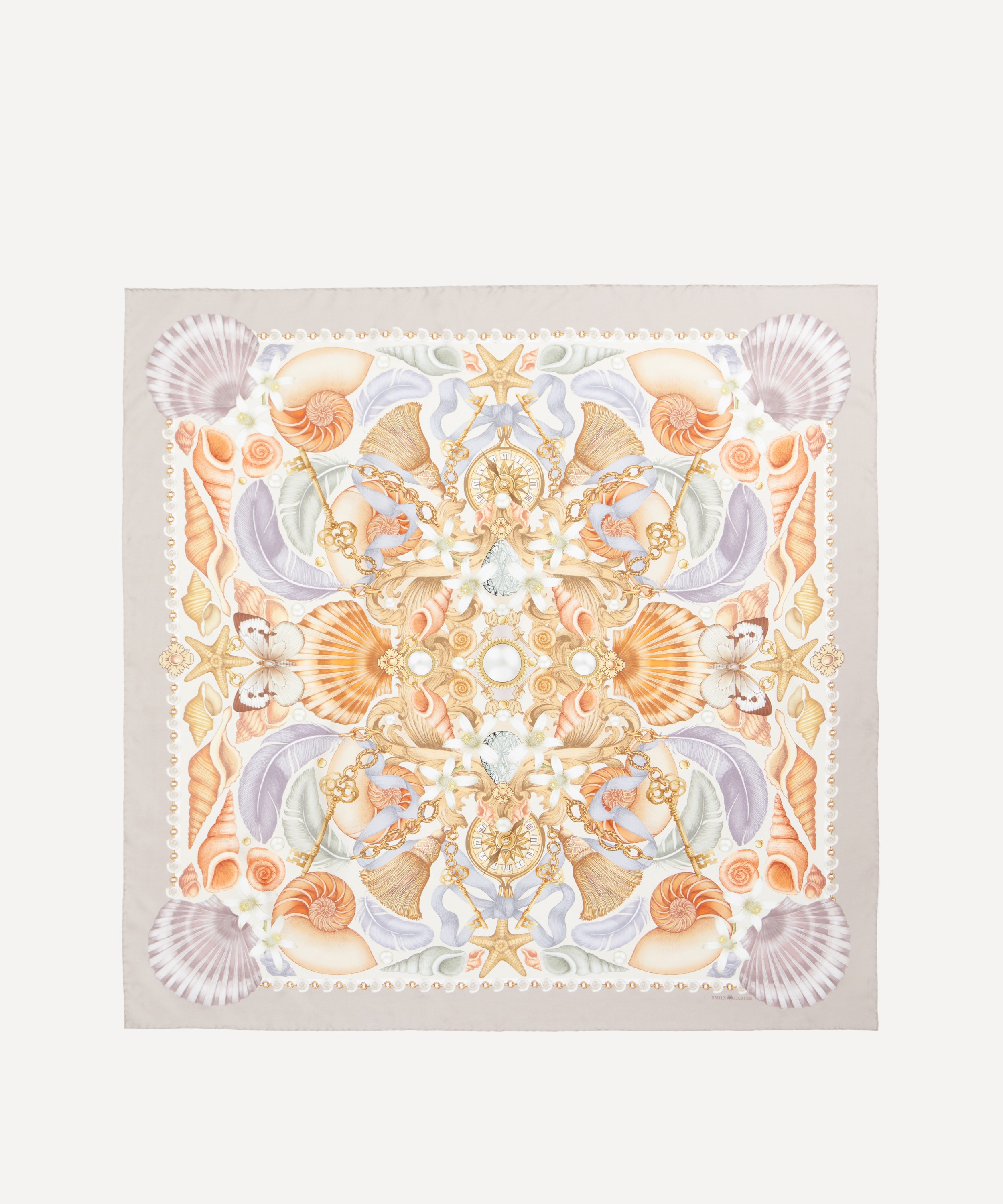 Emily Carter - The Shell and Starfish 90x90 Silk Scarf image number 0