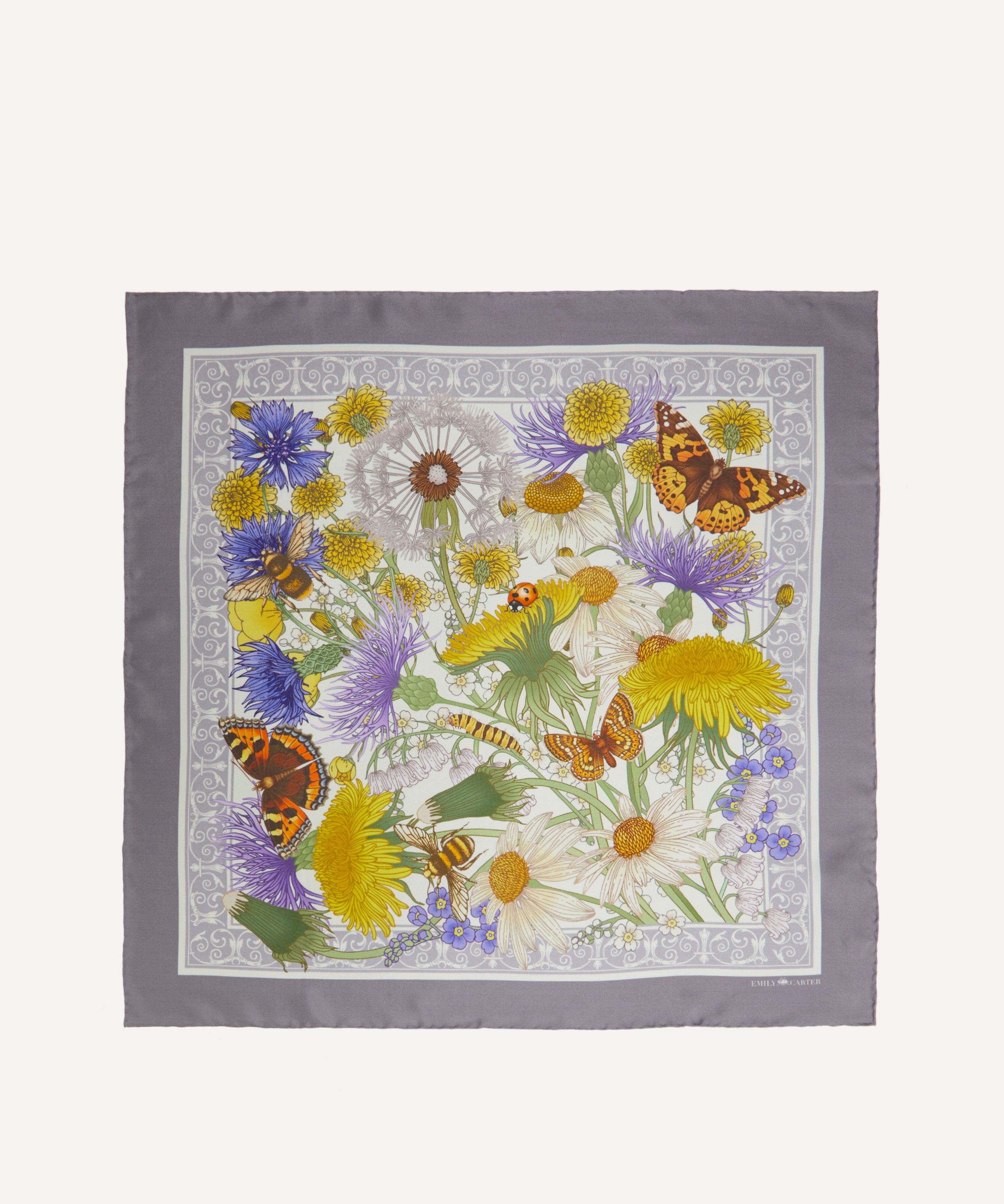 Emily Carter - The Thistle and Dandelion 65x65 Silk Scarf image number 0