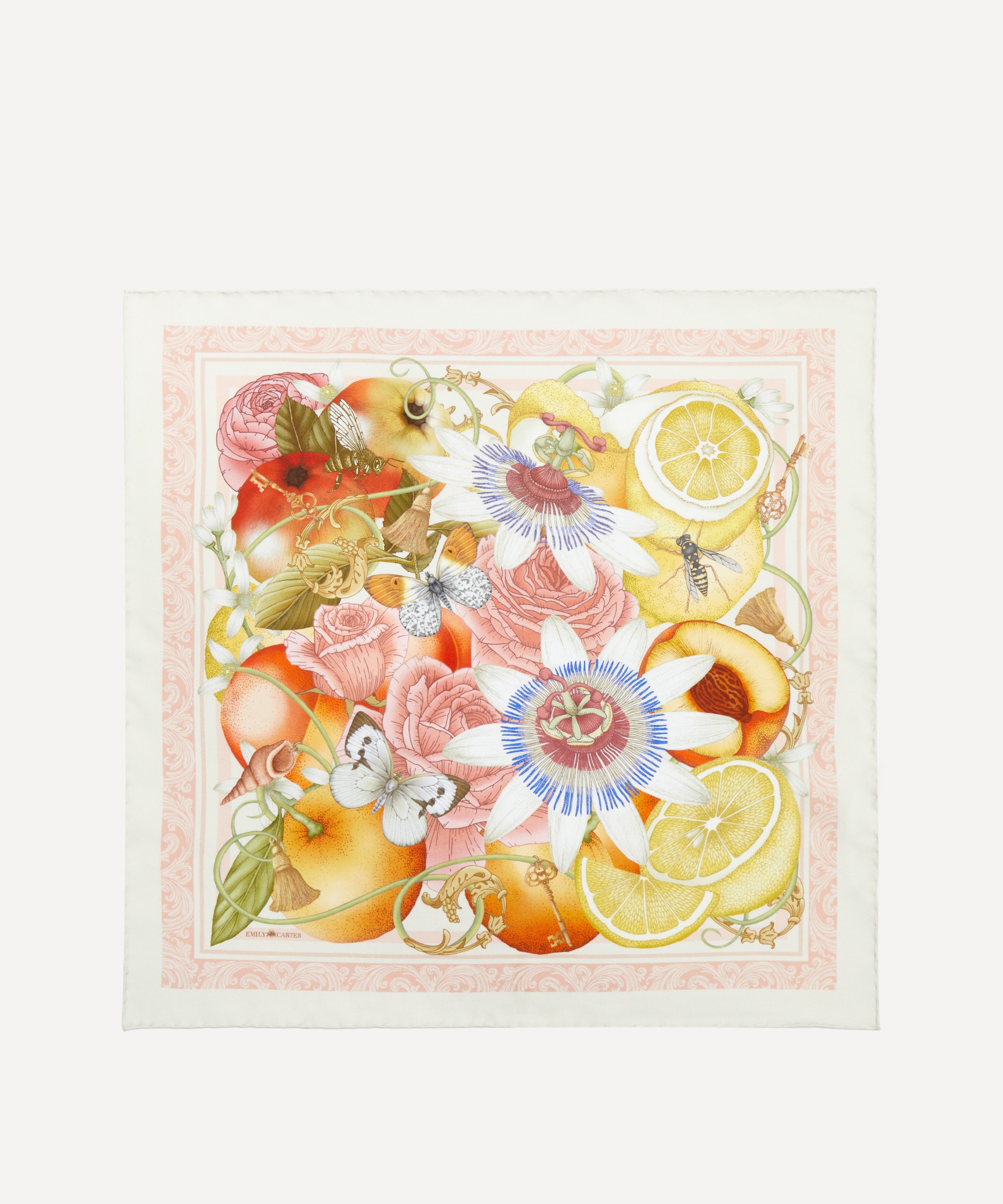 Emily Carter - The Rose and Lemon 45x45 Silk Scarf image number 0