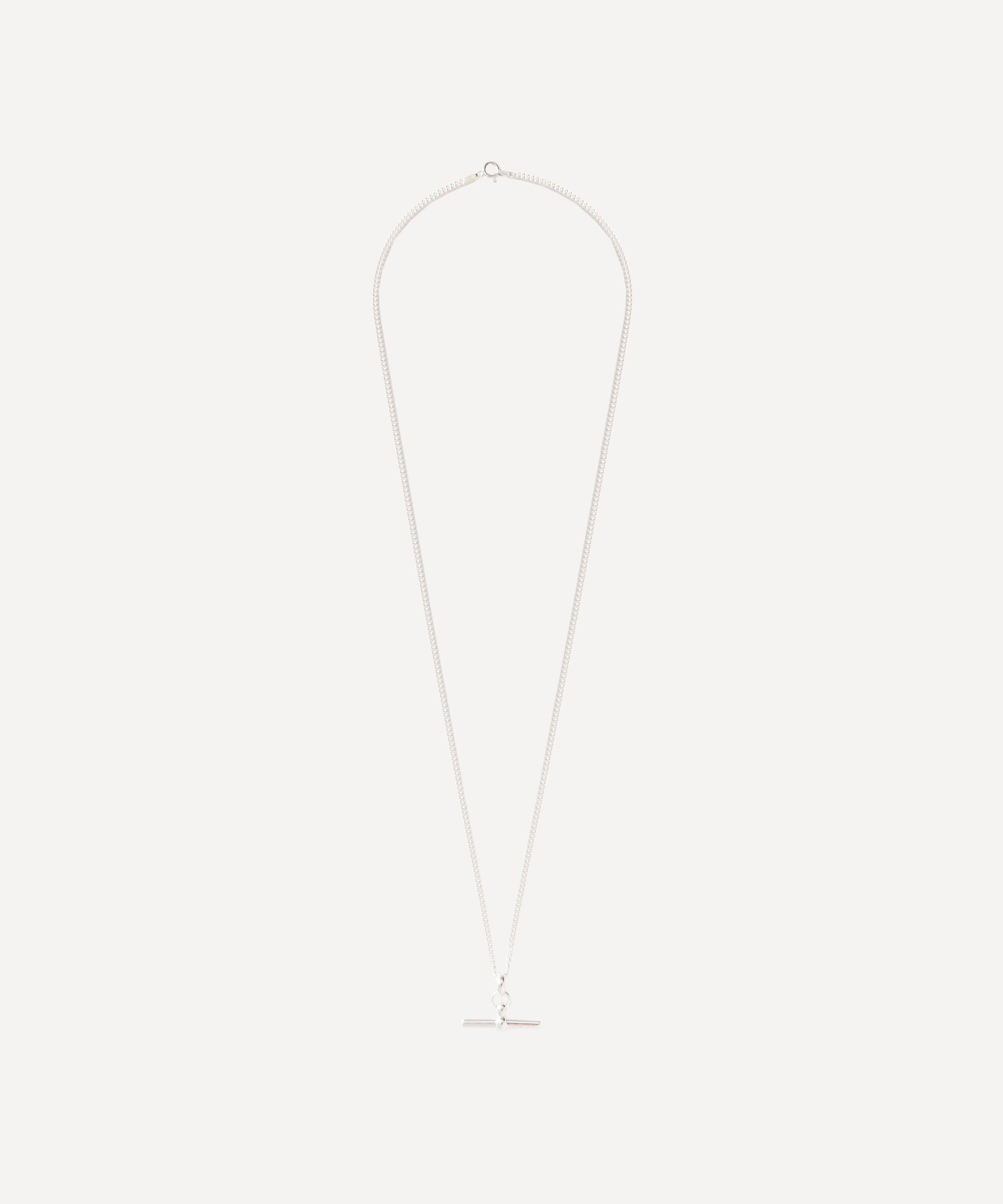 Tilly Sveaas - Sterling Silver T-Bar On Fine Curb Chain image number 2