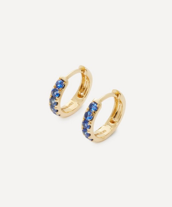 Andrea Fohrman - 14ct Gold Blue Sapphire Pavé Huggie Hoop Earrings image number null