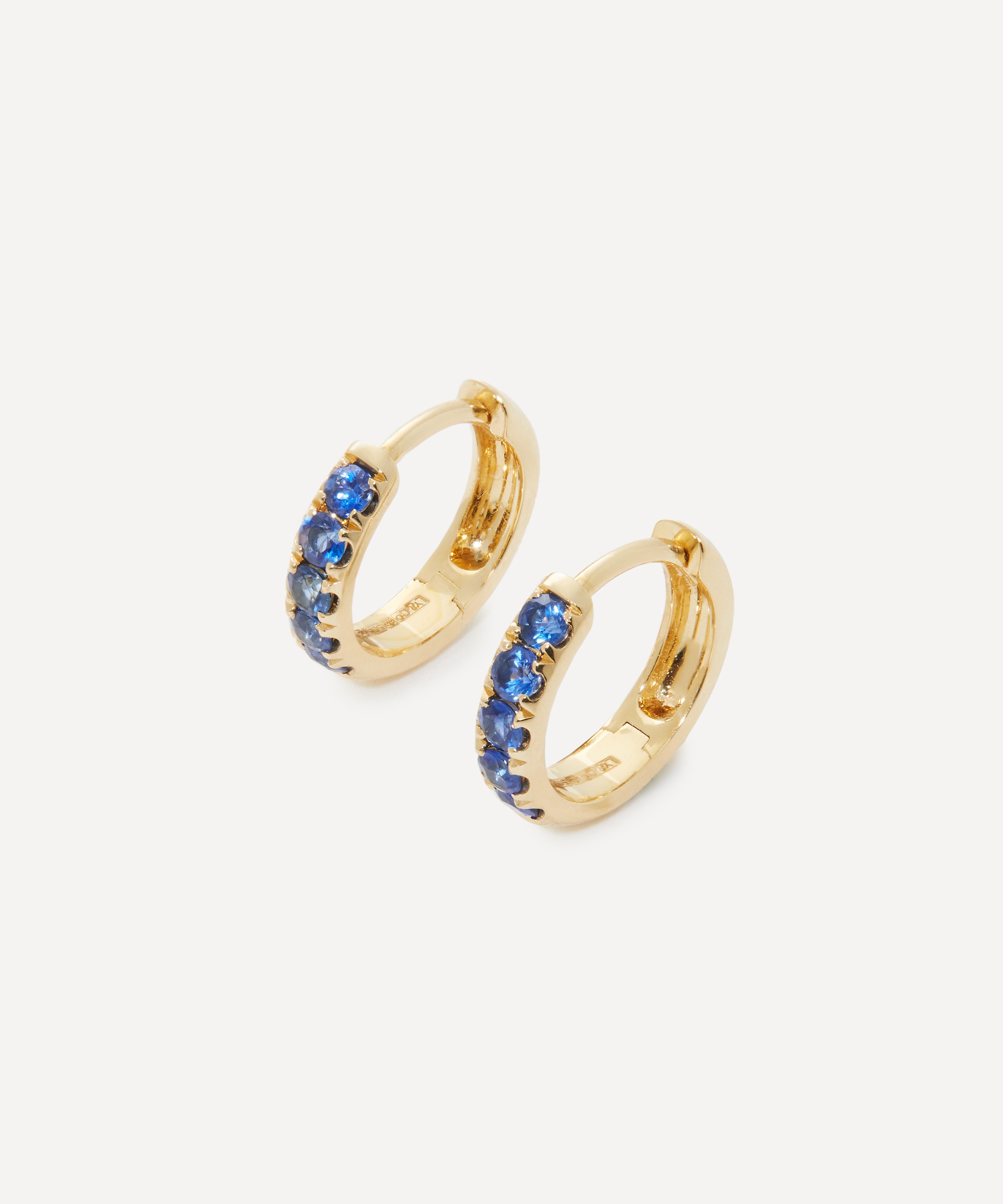 Andrea Fohrman - 14ct Gold Blue Sapphire Pavé Huggie Hoop Earrings image number 0