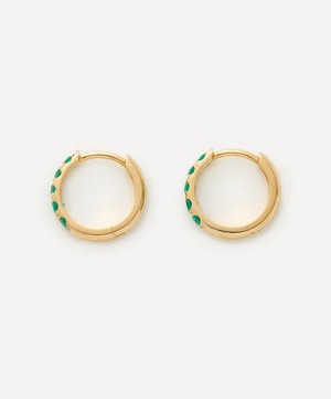 Andrea Fohrman - 14ct Gold Emerald Pavé Huggie Hoop Earrings image number 1