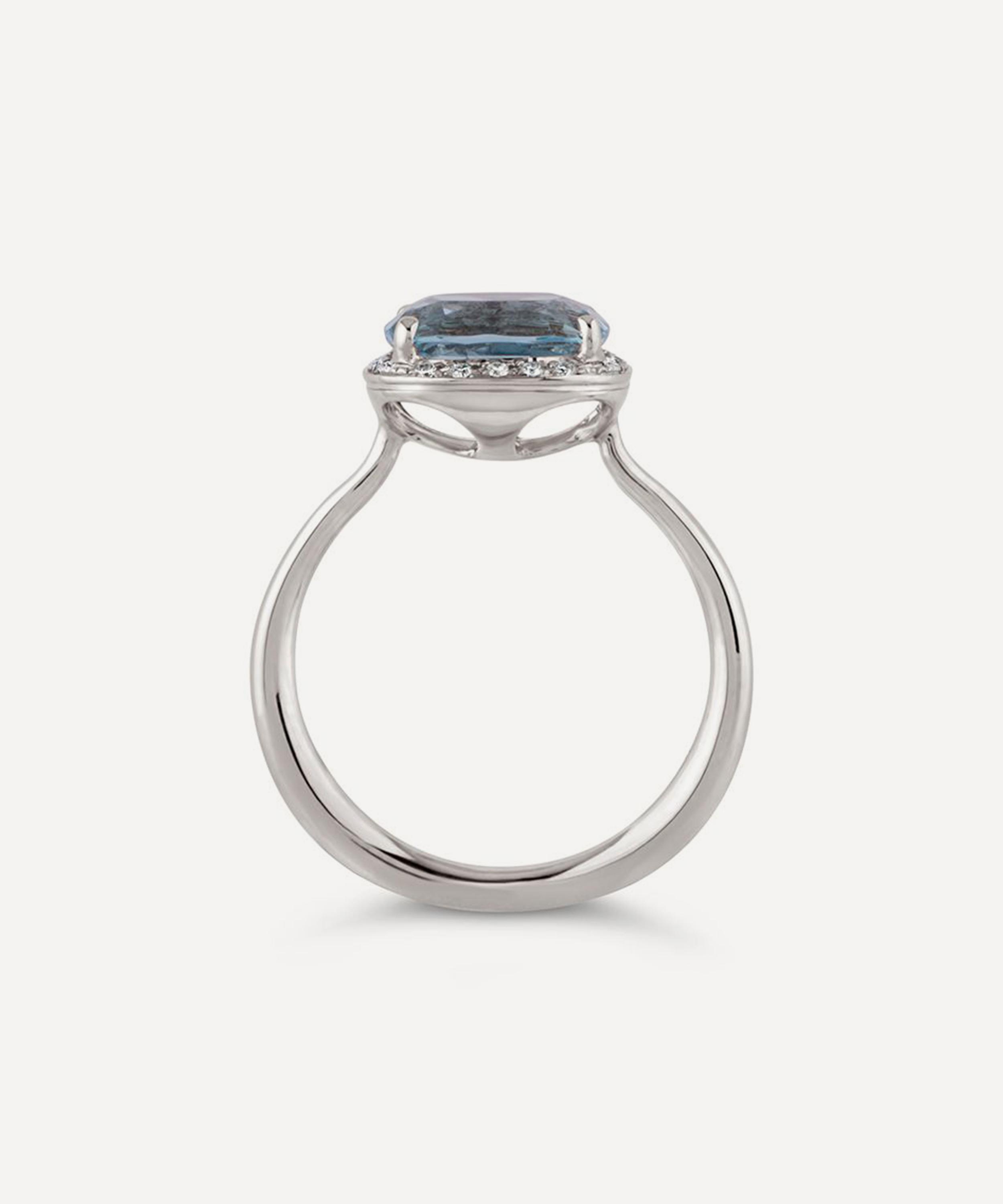 Dinny Hall - 18ct White Gold Sheba Cushion Aquamarine And Diamond Ring image number 2