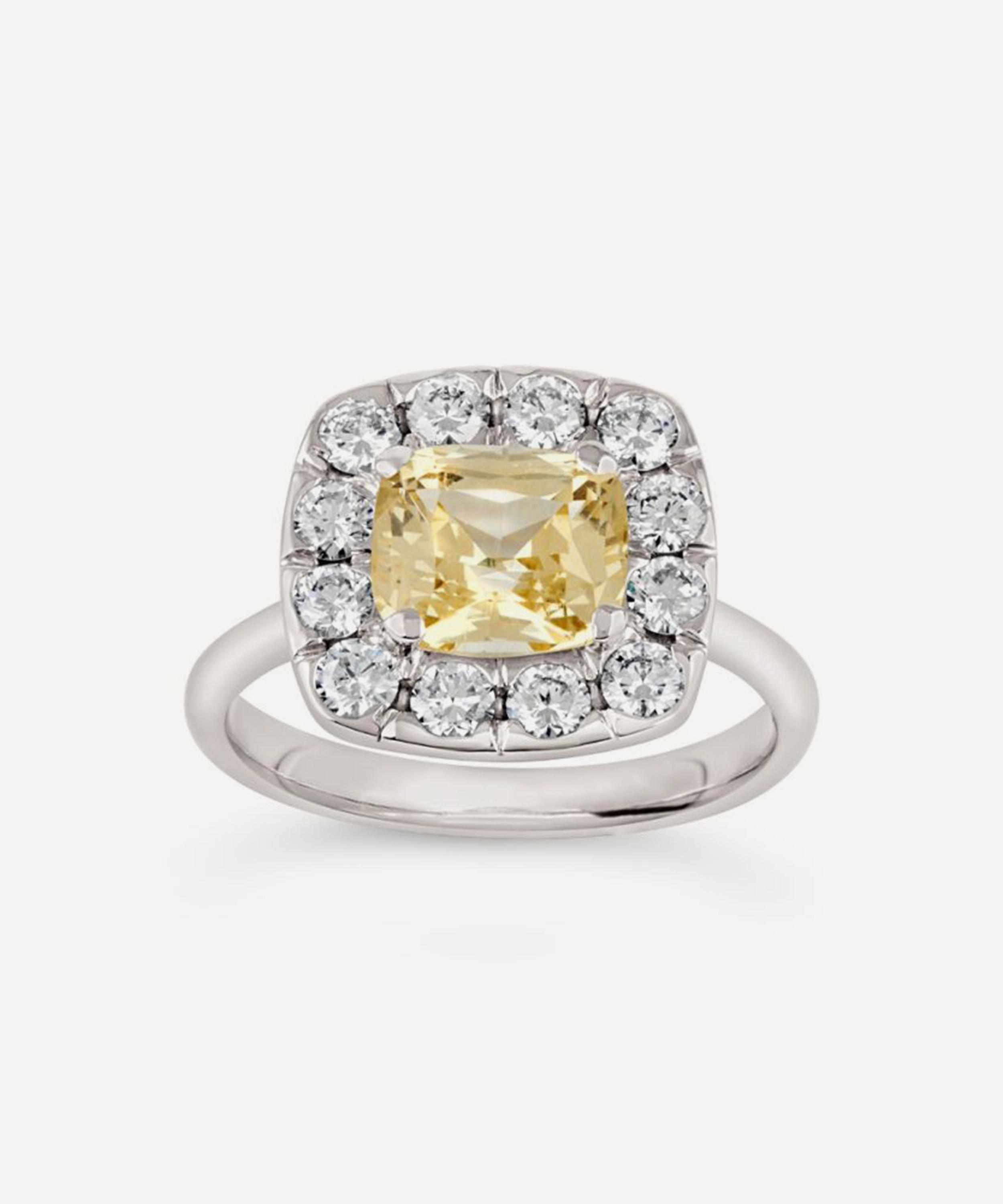 Dinny Hall - 18ct White Gold Jolanda Fine Lemon Sapphire and Diamond Ring image number 0