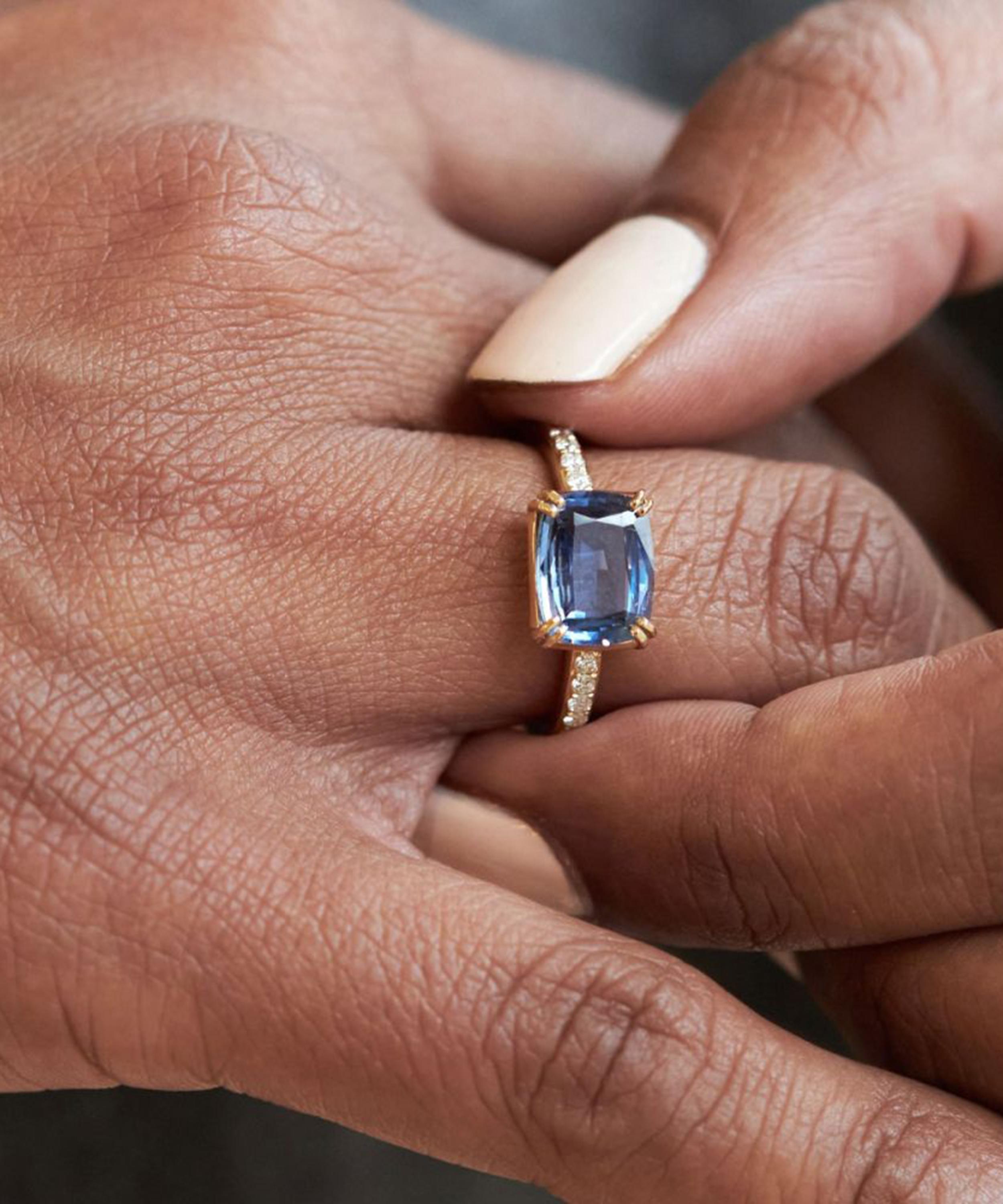 Dinny Hall - 18ct Gold Laura Twilight Blue Sapphire and Diamond Ring image number 1