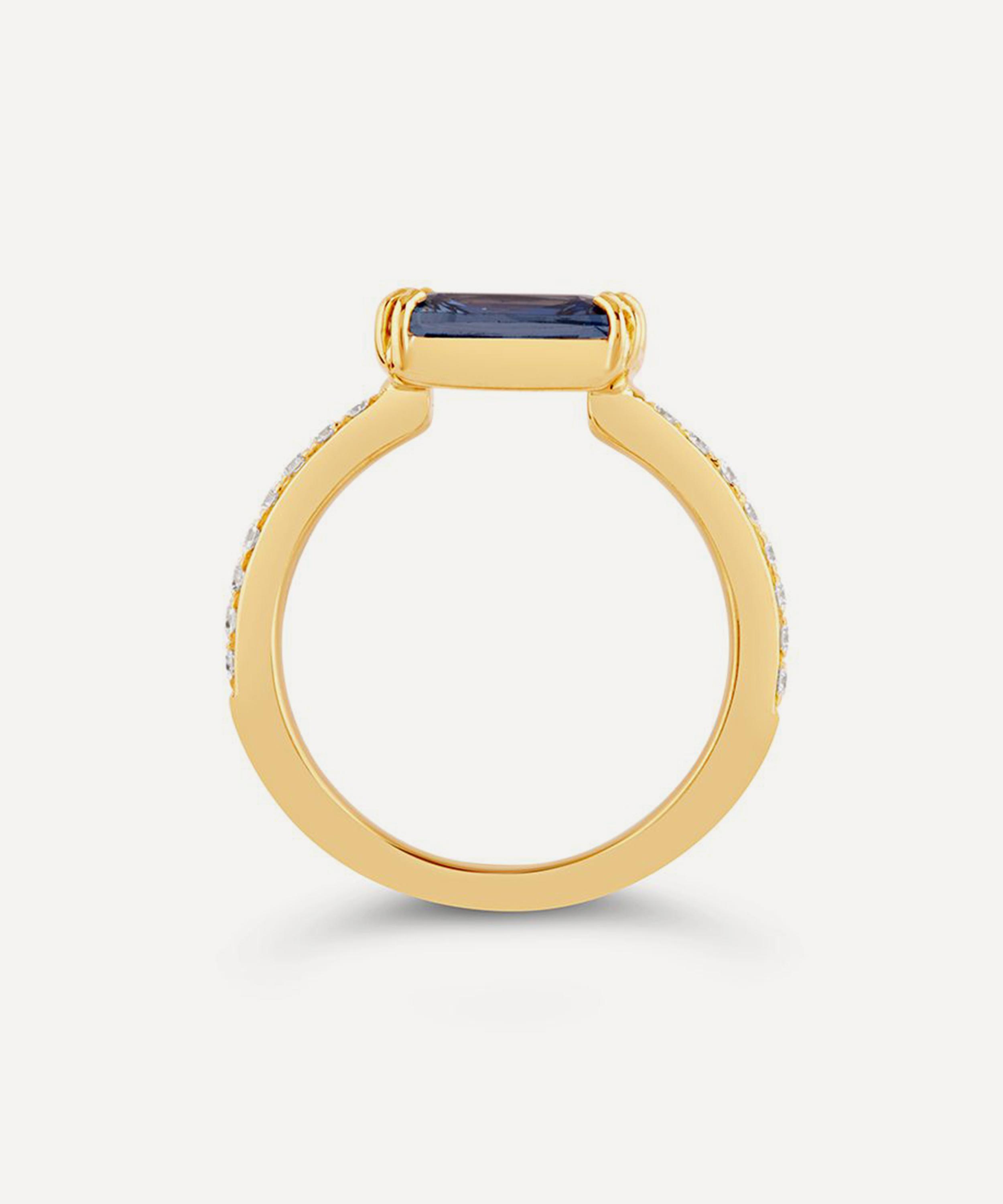Dinny Hall - 18ct Gold Laura Twilight Blue Sapphire and Diamond Ring image number 2