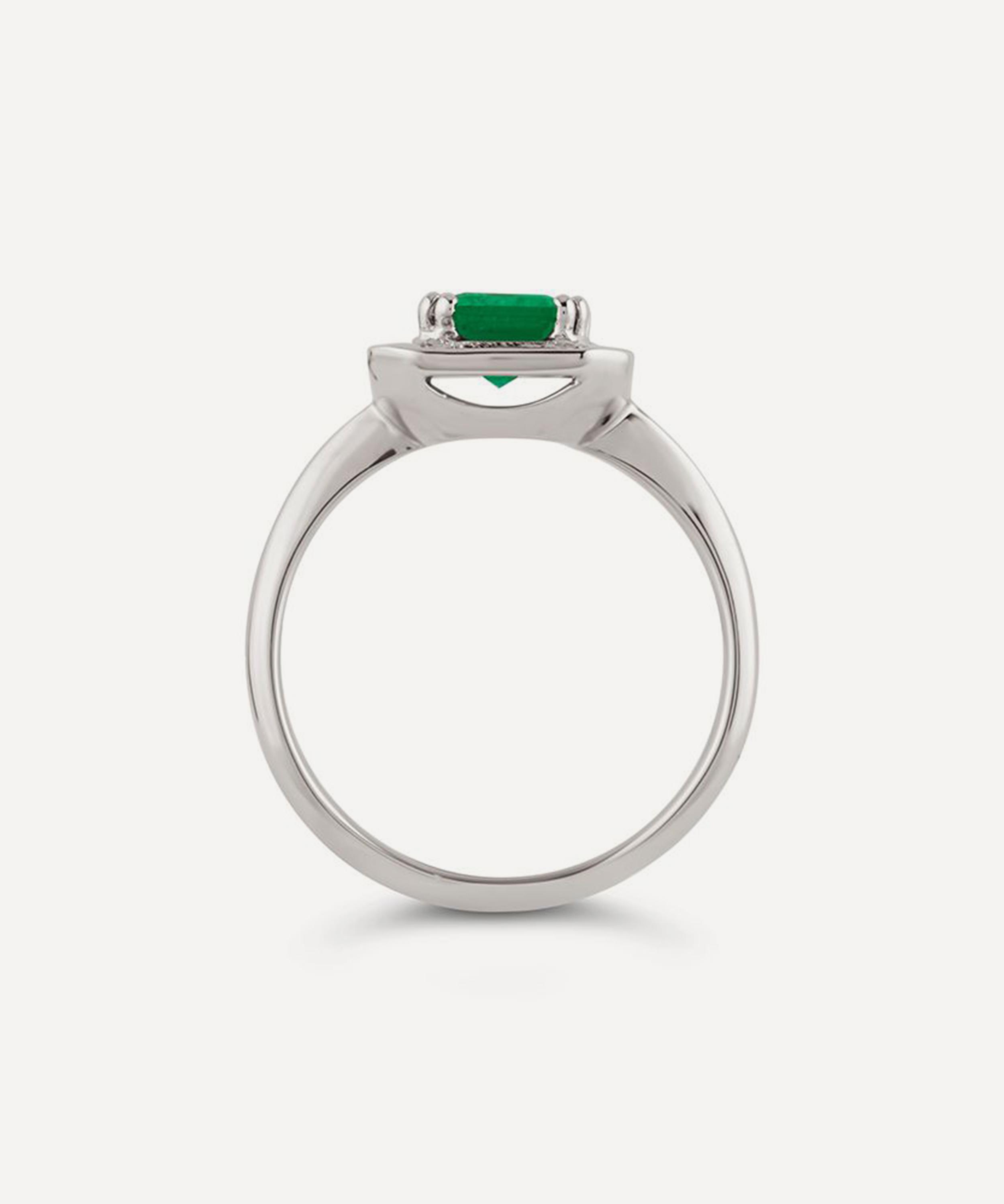 Dinny Hall - 18ct White Gold Heni Fine Vivid Green Emerald and Diamond Ring image number 2