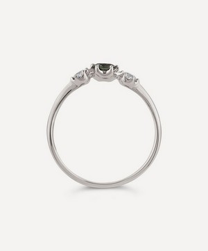 Dinny Hall - 18ct White Gold Elyhara Fine Eucalyptus Green Sapphire and Diamond Trilogy Ring image number 2