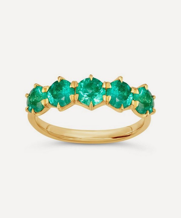 Dinny Hall - 18ct Gold Elyhara Fine Emerald Five Stone Ring image number null