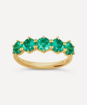 Dinny Hall - 18ct Gold Elyhara Fine Emerald Five Stone Ring image number 0