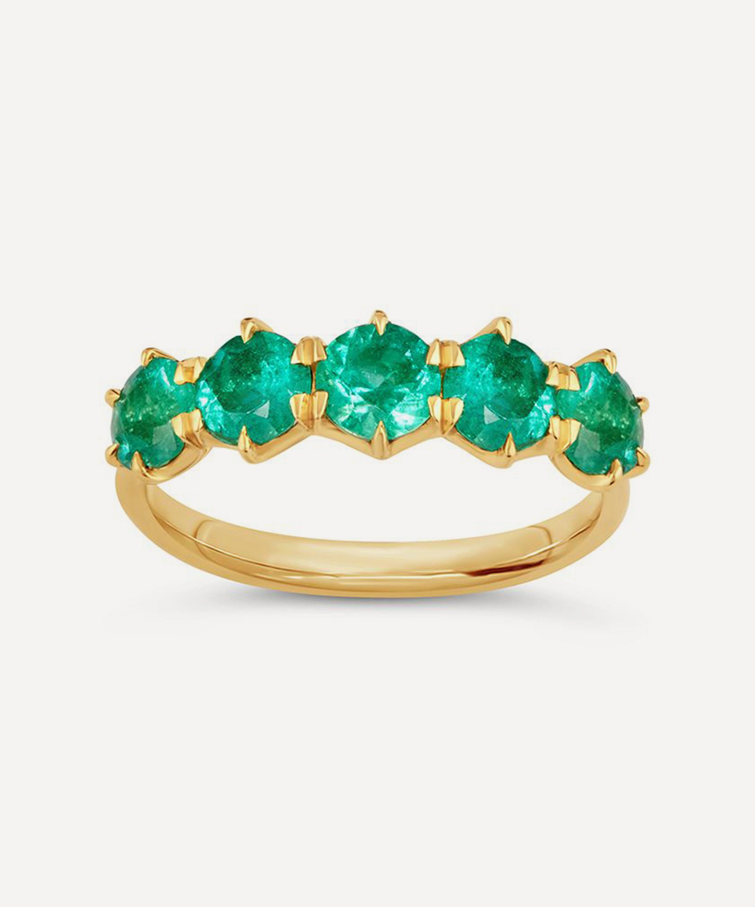 Dinny Hall - 18ct Gold Elyhara Fine Emerald Five Stone Ring