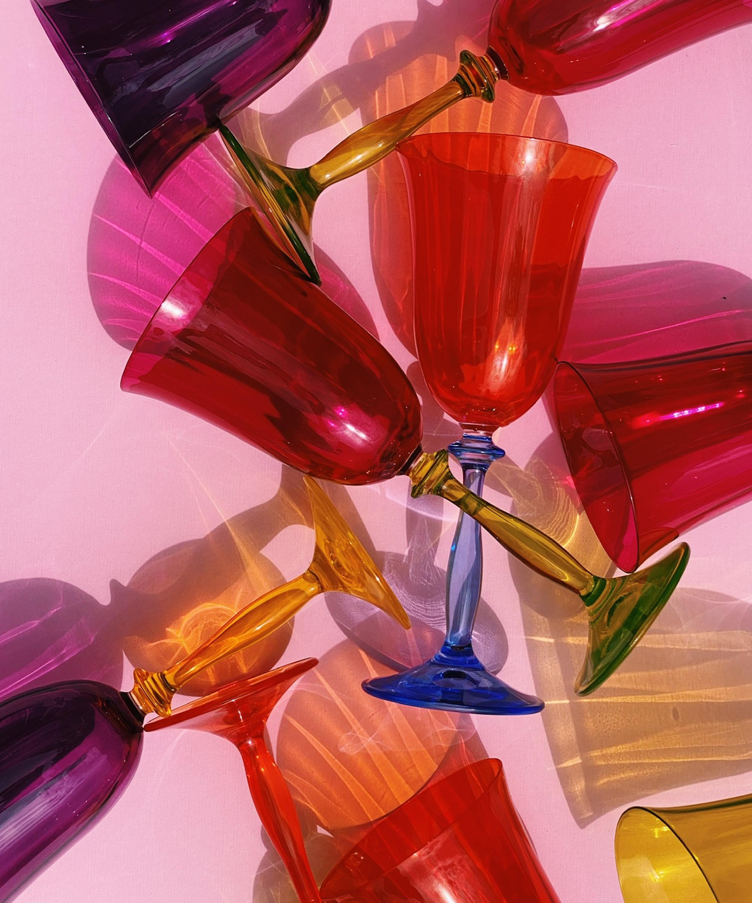 Anna + Nina - Set of Four Multicoloured Wine Glasses image number 1
