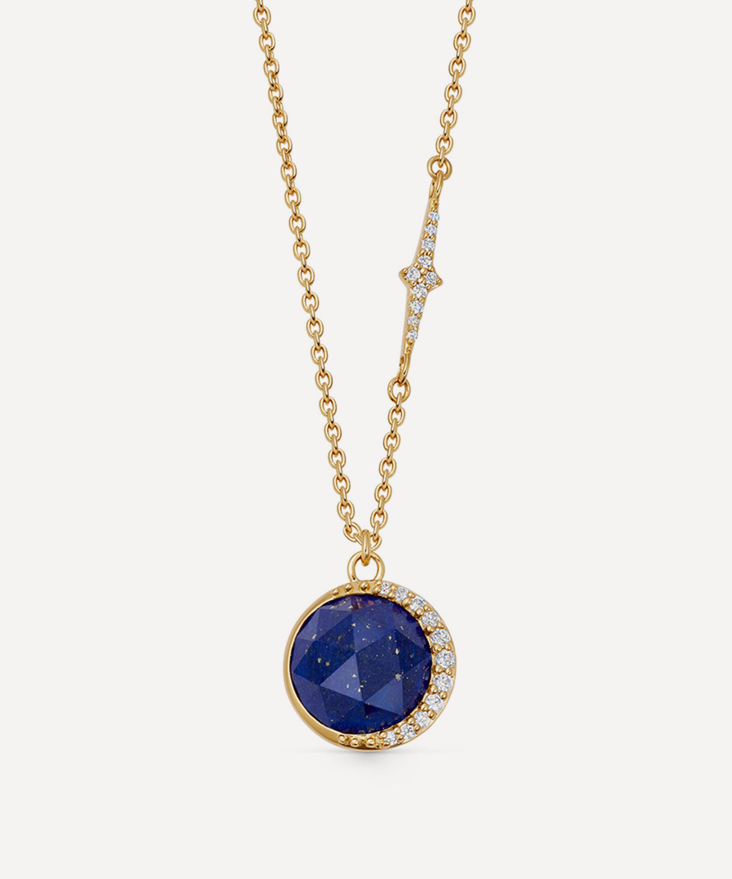 Astley Clarke - 18ct Gold-Plated Vermeil Silver Large Luna Lapis Pendant Necklace image number 0