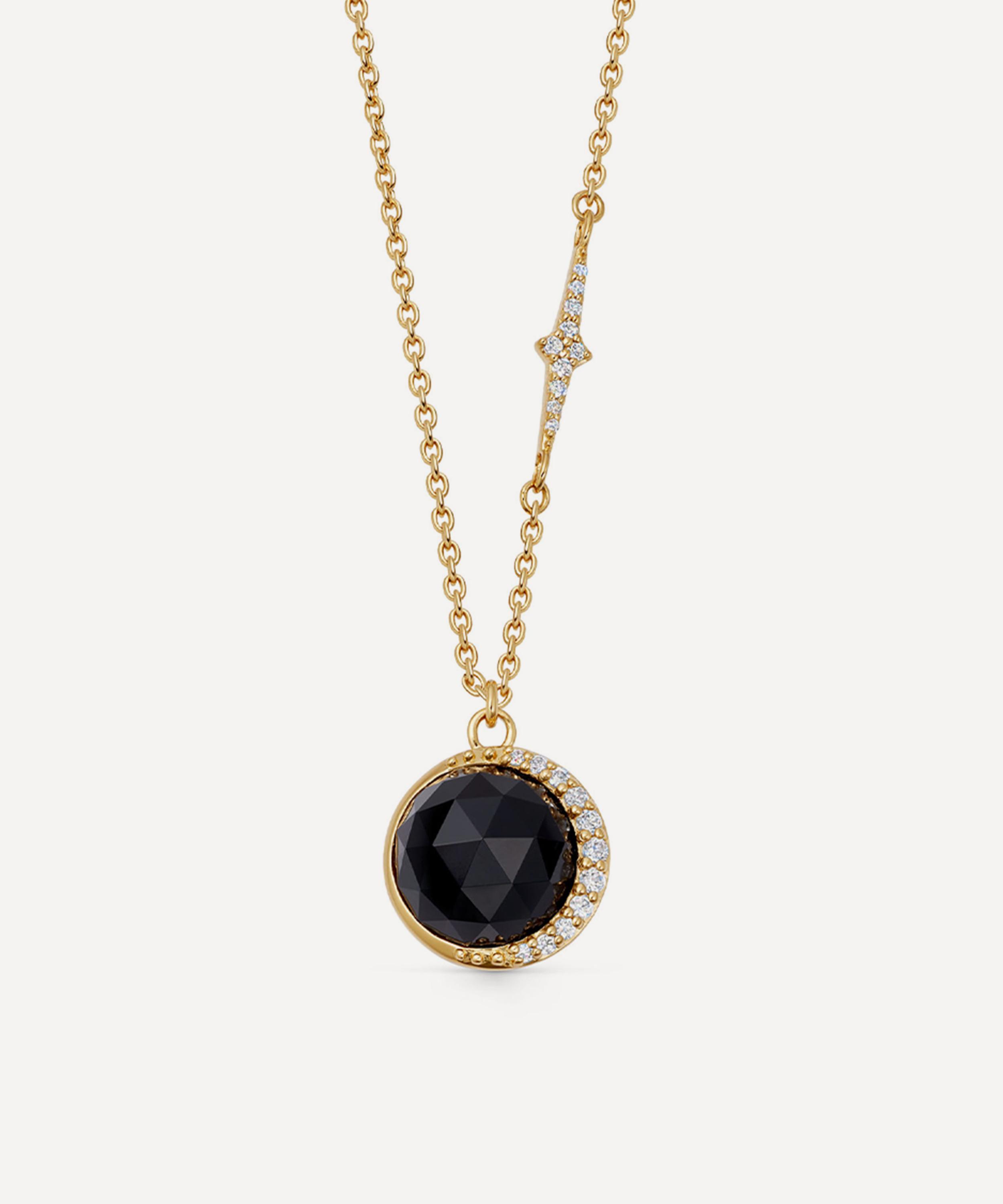 Astley Clarke - 18ct Gold-Plated Vermeil Silver Large Luna Black Onyx Pendant Necklace image number 0