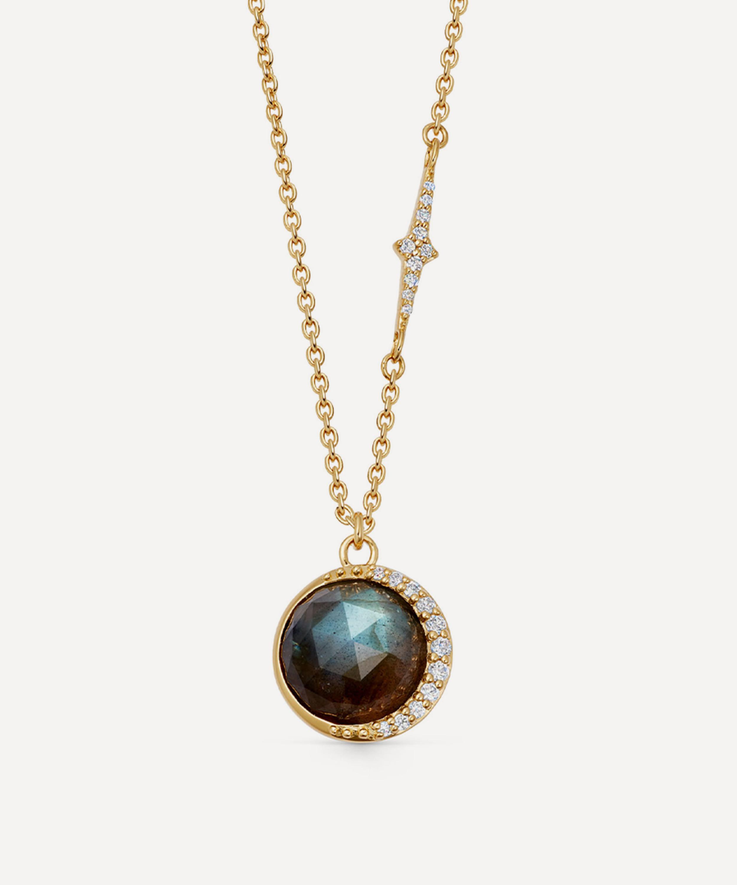 Astley Clarke - 18ct Gold-Plated Vermeil Silver Large Luna Labradorite Pendant Necklace image number 0