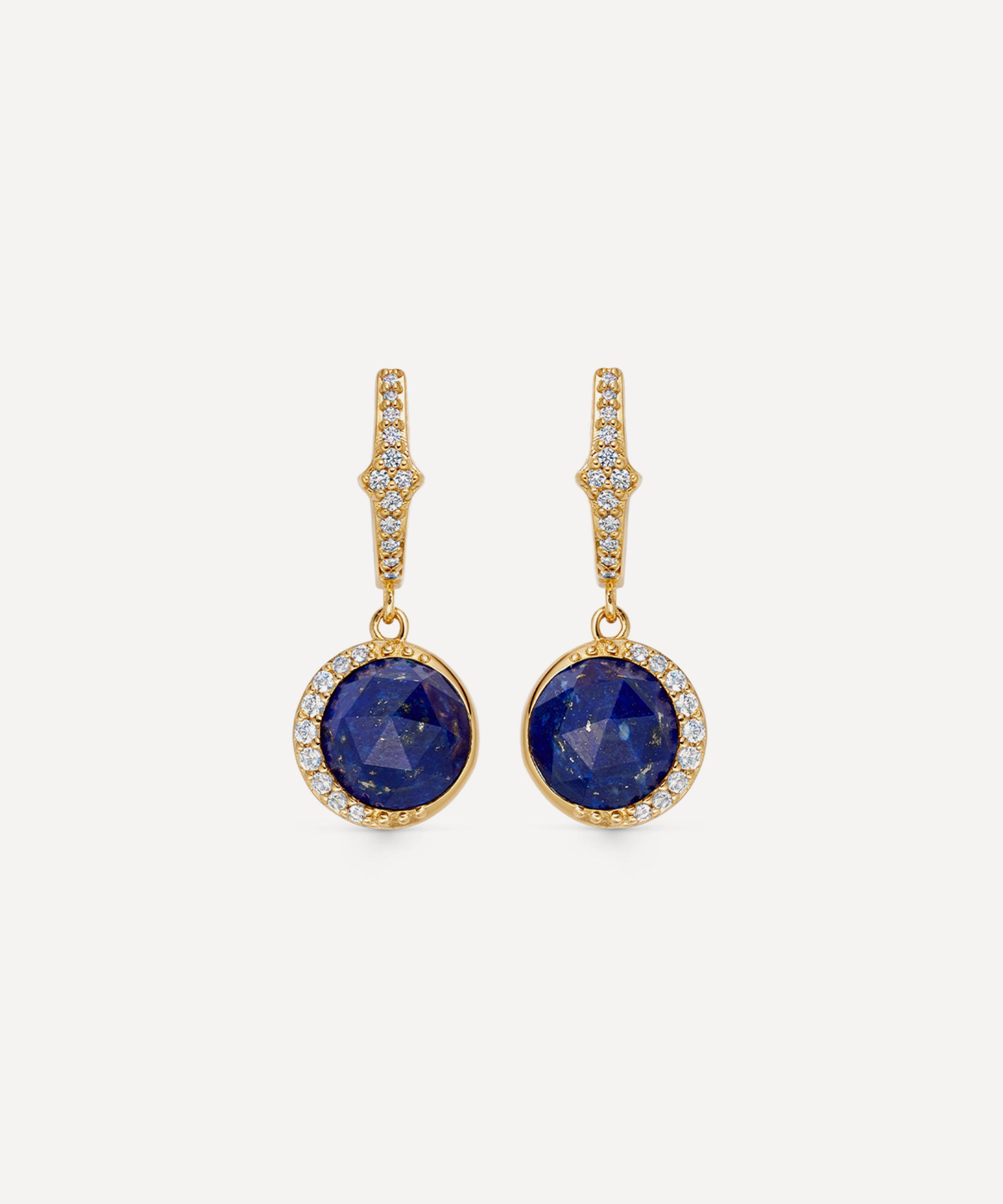 Astley Clarke - 18ct Gold-Plated Vermeil Silver Large Luna Lapis Drop Earrings image number 0