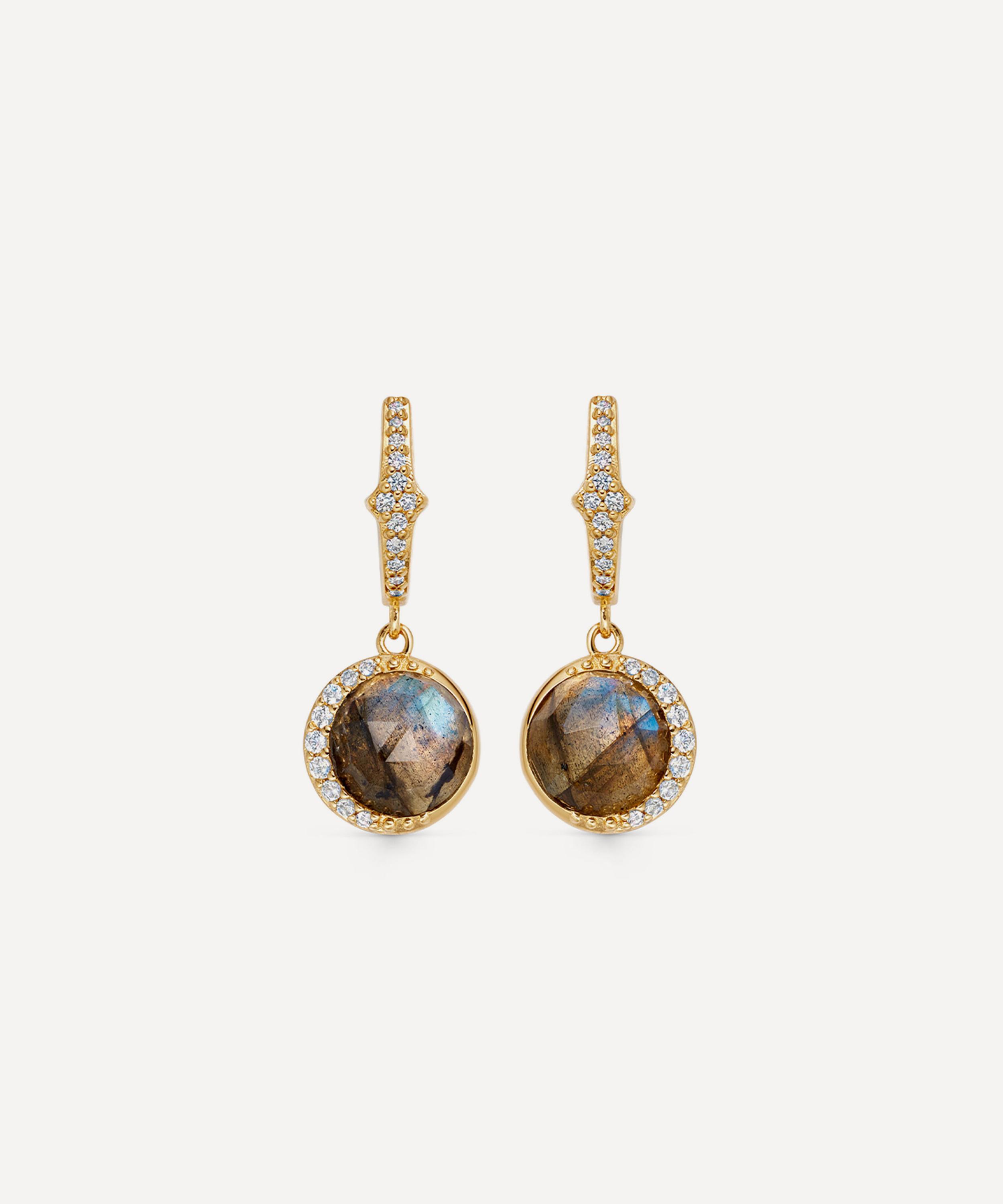 Astley Clarke - 18ct Gold-Plated Vermeil Silver Large Luna Labradorite Drop Earrings