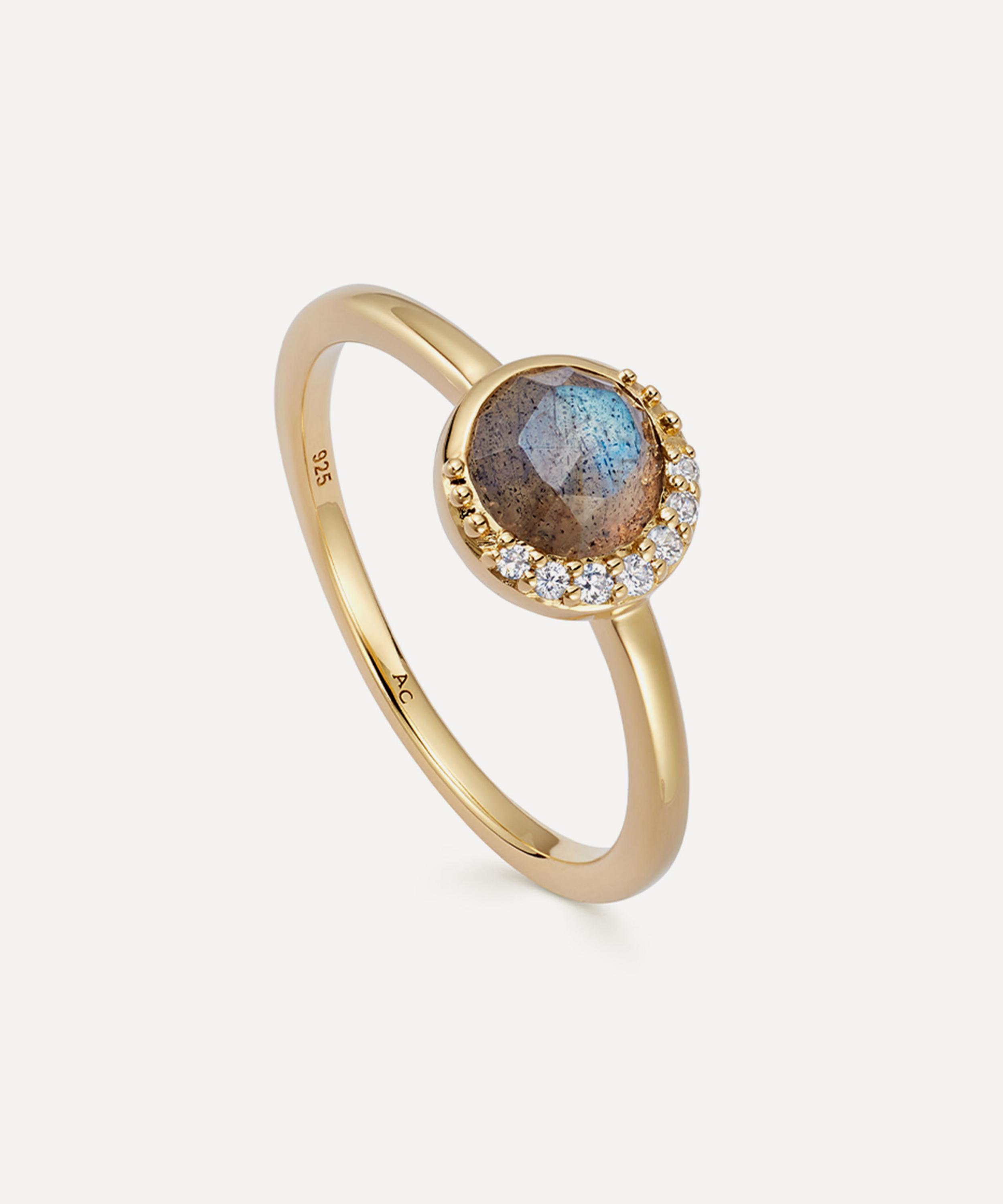 Astley Clarke - 18ct Gold-Plated Vermeil Silver Luna Labradorite Ring image number 0