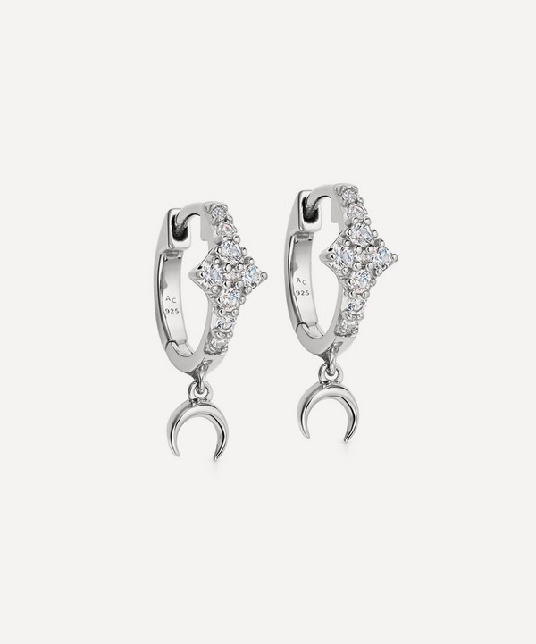Astley Clarke - Sterling Silver Luna Crescent Drop Huggie Hoop Earrings