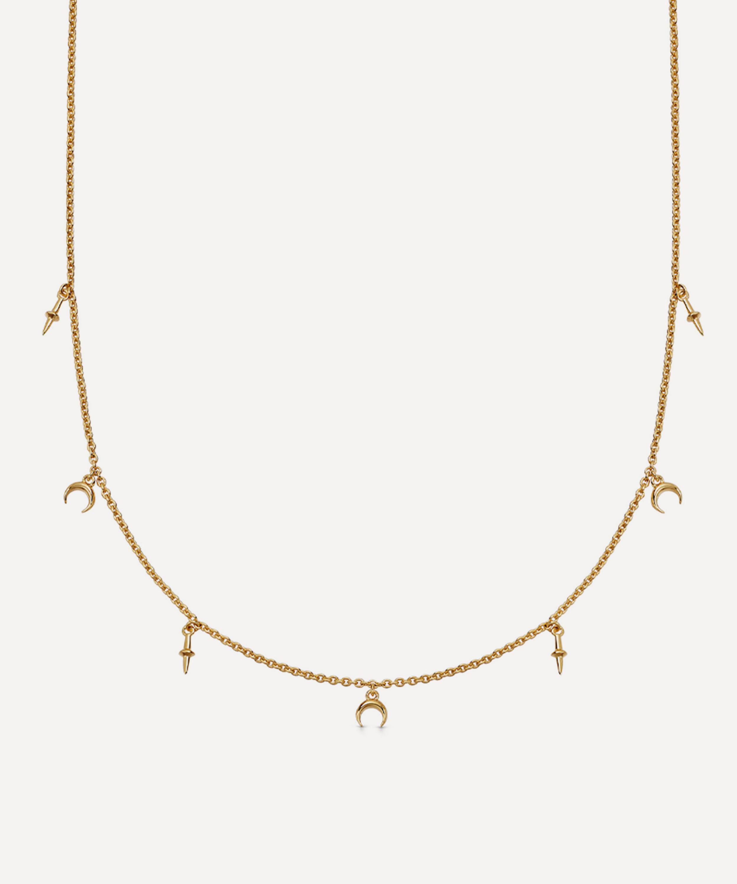 Astley Clarke - 18ct Gold-Plated Vermeil Silver Luna Crescent Station Necklace image number 0