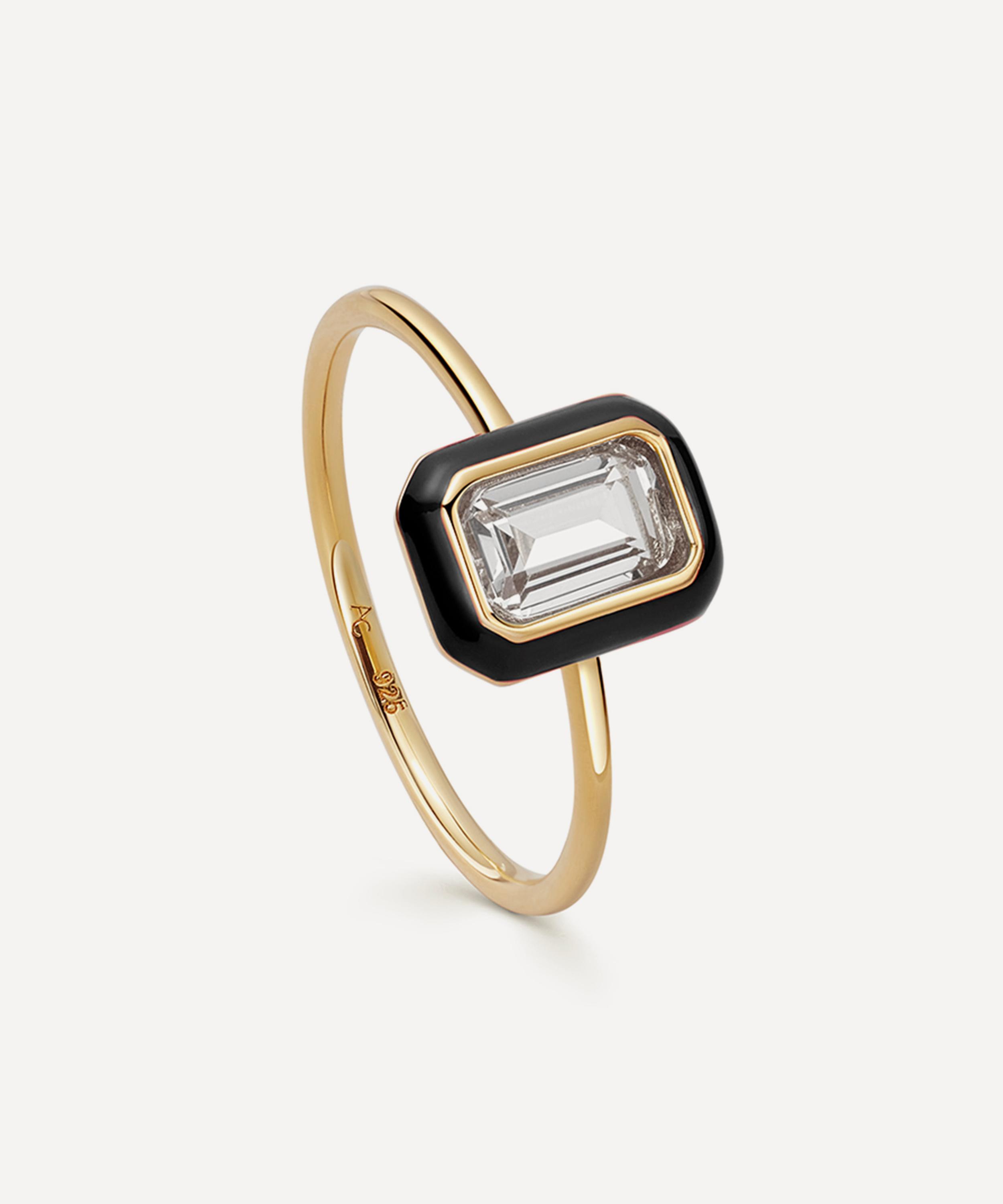 Astley Clarke - 18ct Gold-Plated Vermeil Silver Flare White Topaz Cocktail Ring image number 0