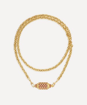 Marie Lichtenberg - 18ct Gold Check Locket Necklace image number 0