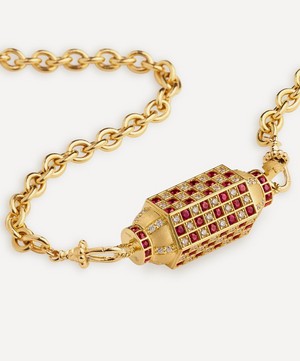 Marie Lichtenberg - 18ct Gold Check Locket Necklace image number 2