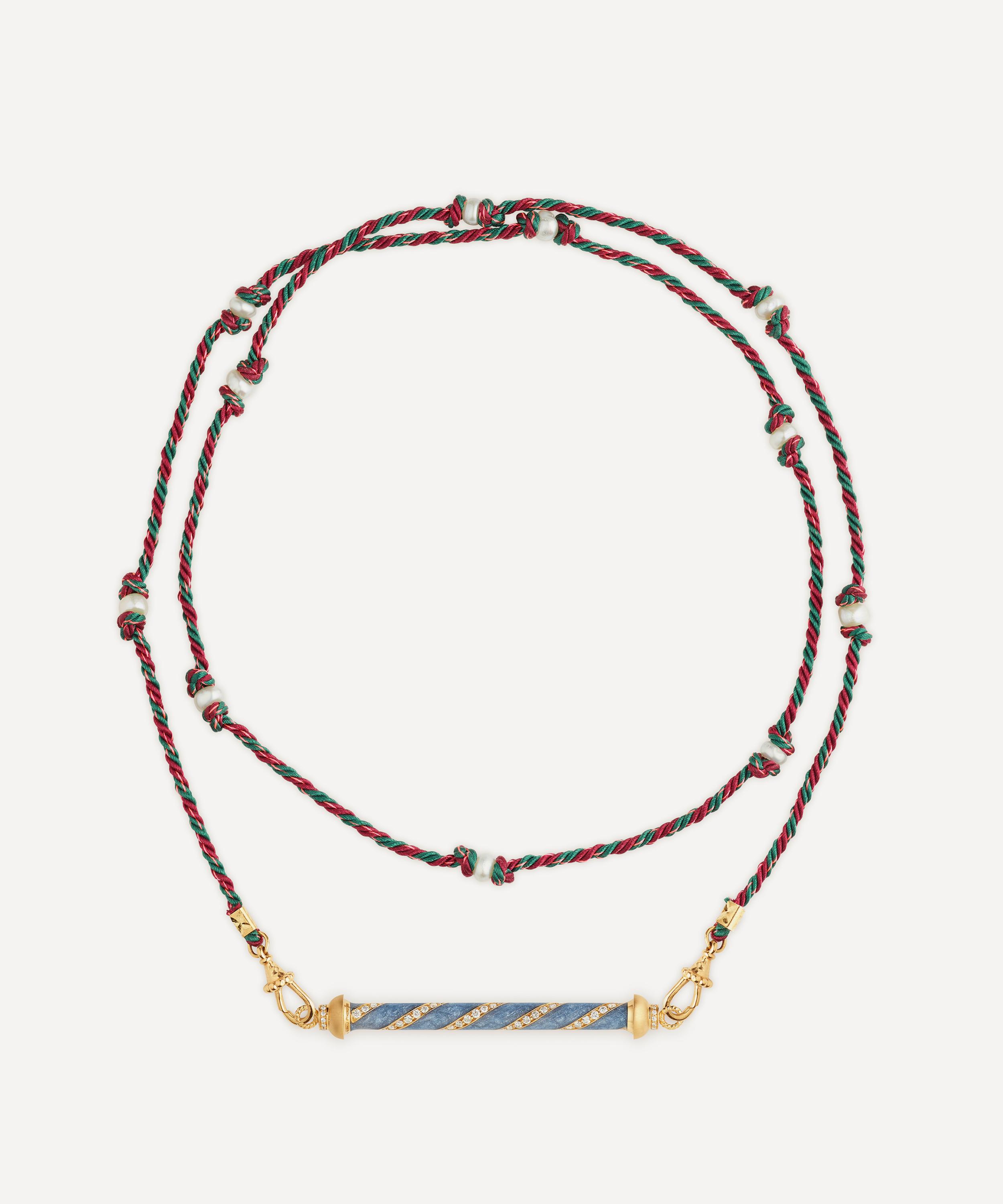 Marie Lichtenberg - 18ct Gold Candy Cane Blue Pendant Necklace image number 0