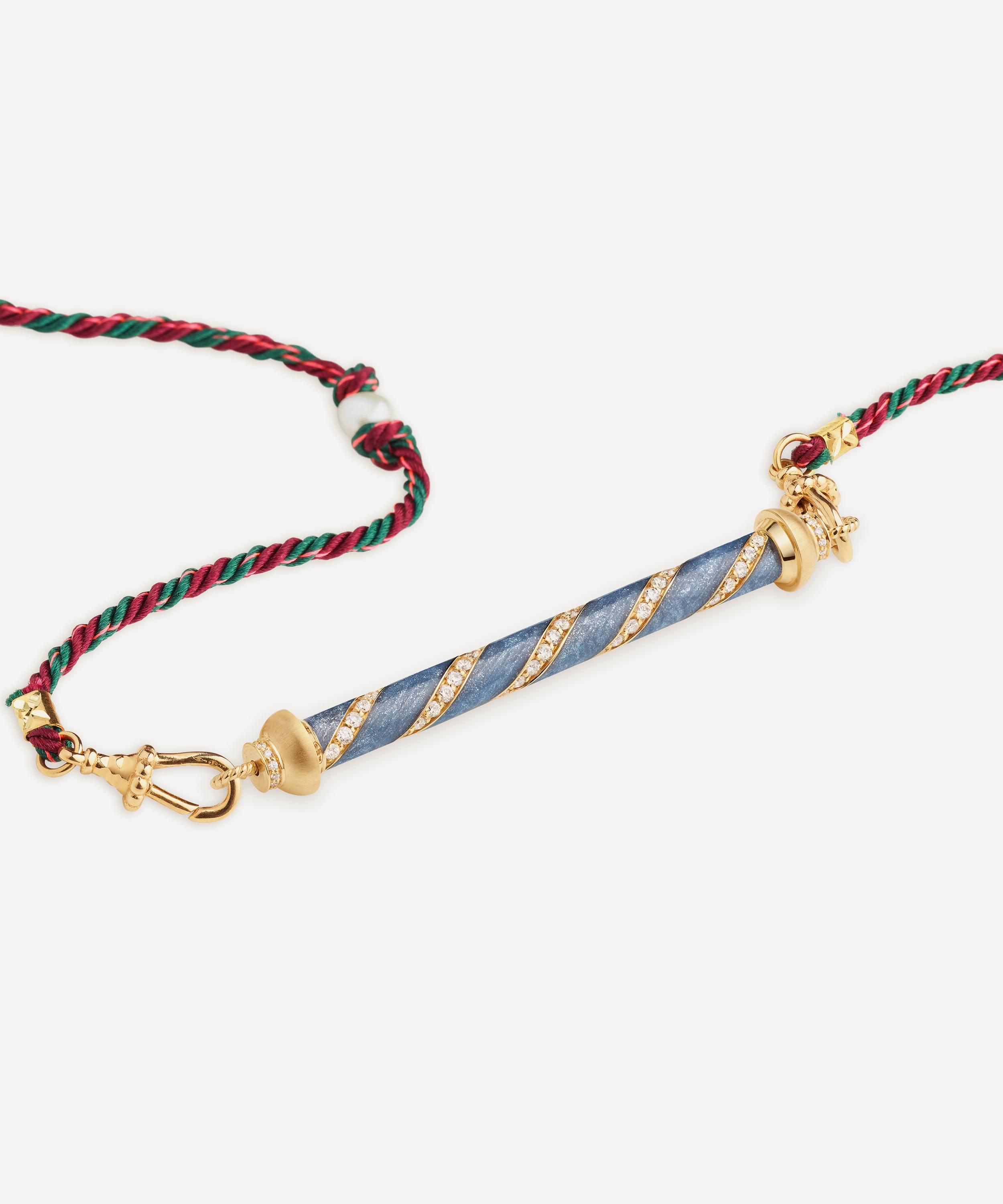 Marie Lichtenberg - 18ct Gold Candy Cane Blue Pendant Necklace image number 2