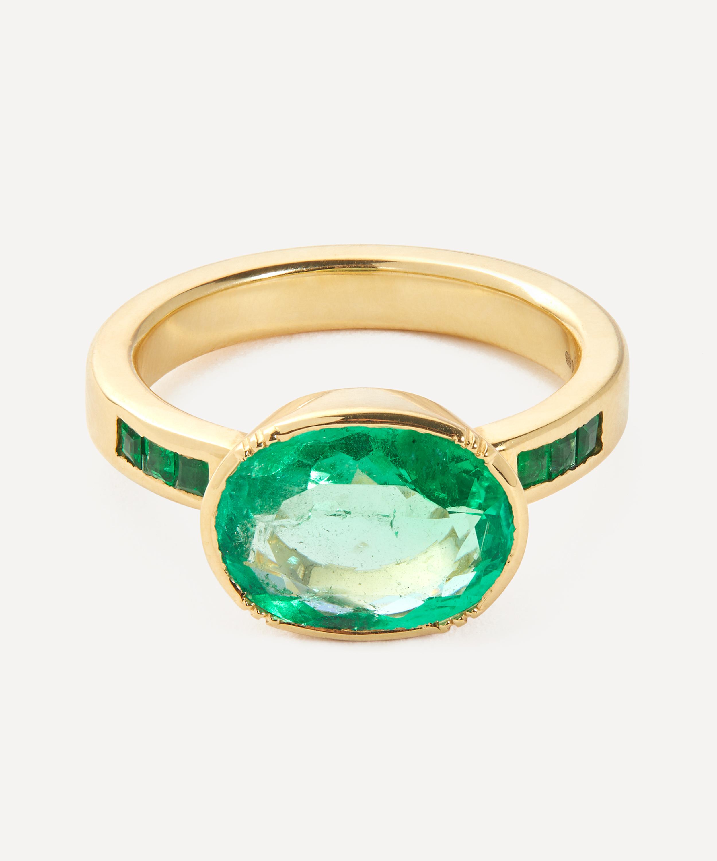 Brooke Gregson - 18ct Gold Orbit Emerald Ring image number 0