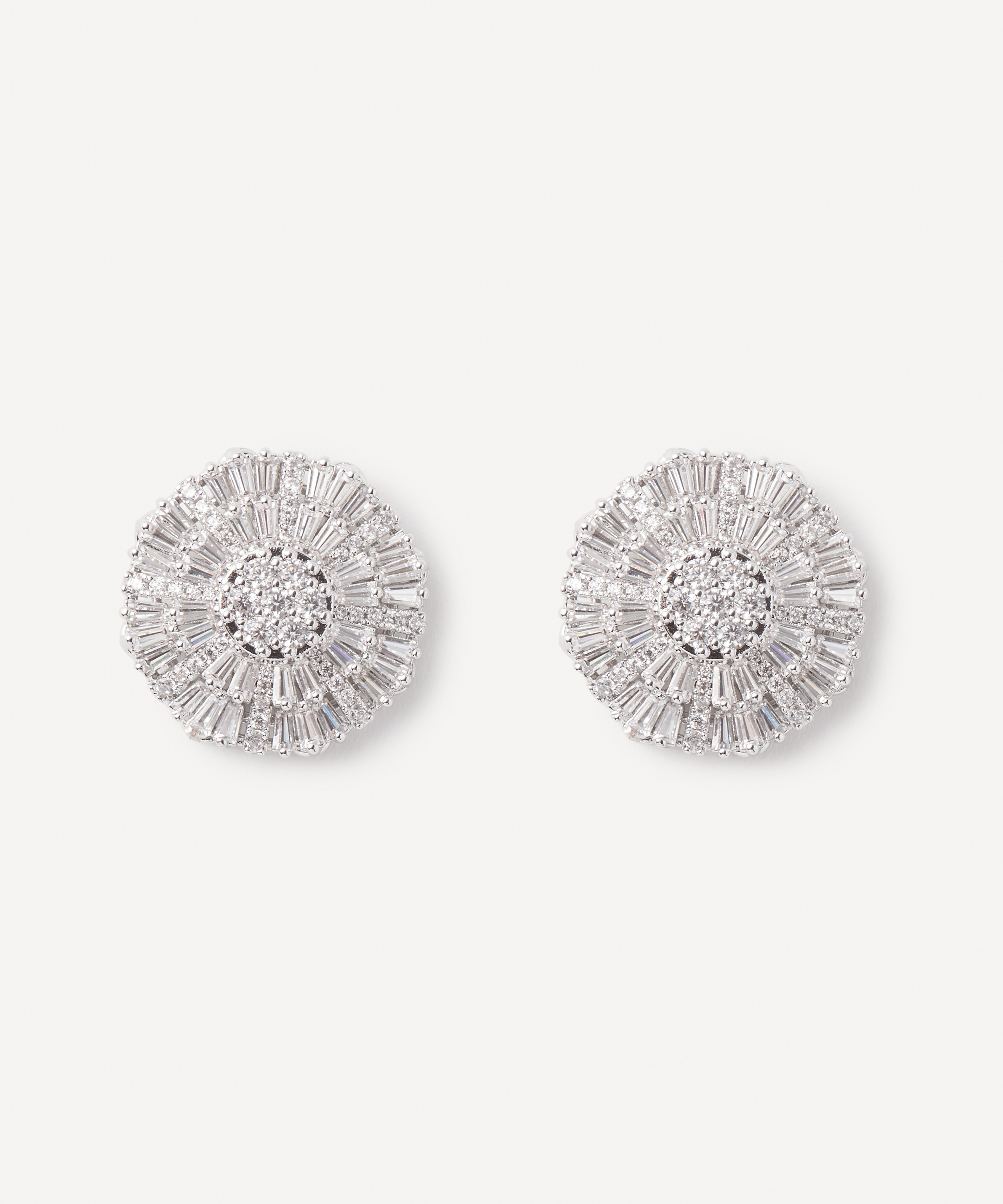 CZ by Kenneth Jay Lane - Rhodium-Plated Starburst Stud Earrings image number 0