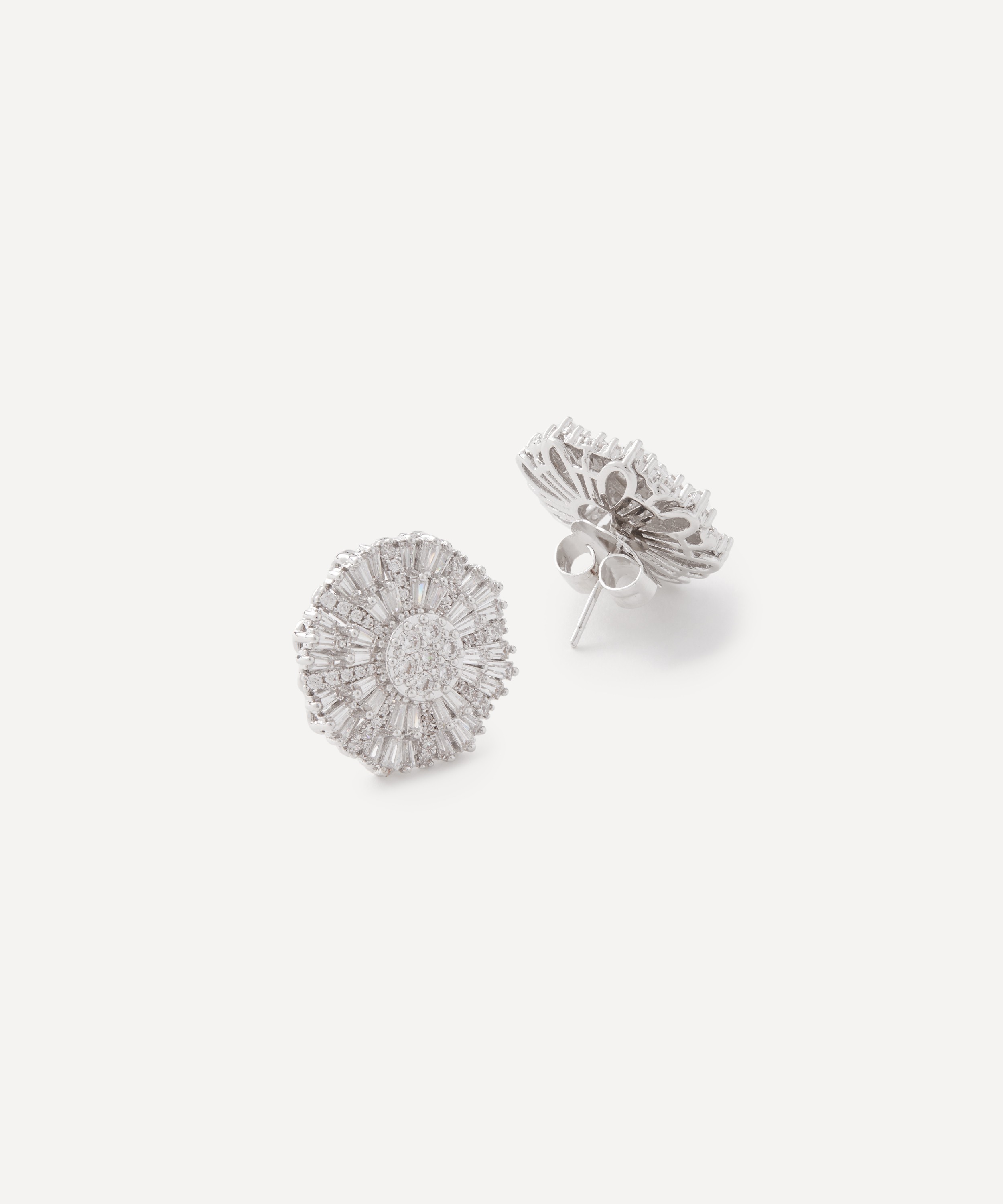 CZ by Kenneth Jay Lane - Rhodium-Plated Starburst Stud Earrings image number 1
