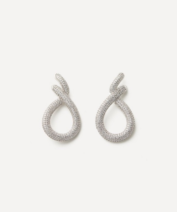 CZ by Kenneth Jay Lane - Rhodium-Plated Lariat Loop Stud Earrings image number null