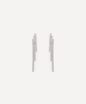 CZ by Kenneth Jay Lane - Rhodium-Plated Triple Row Cubic Zirconia Drop Earrings image number 0