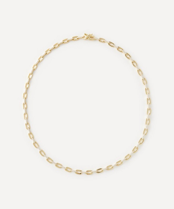 CZ by Kenneth Jay Lane - Gold-Plated Pavé Cubic Zirconia Link Chain Necklace image number null