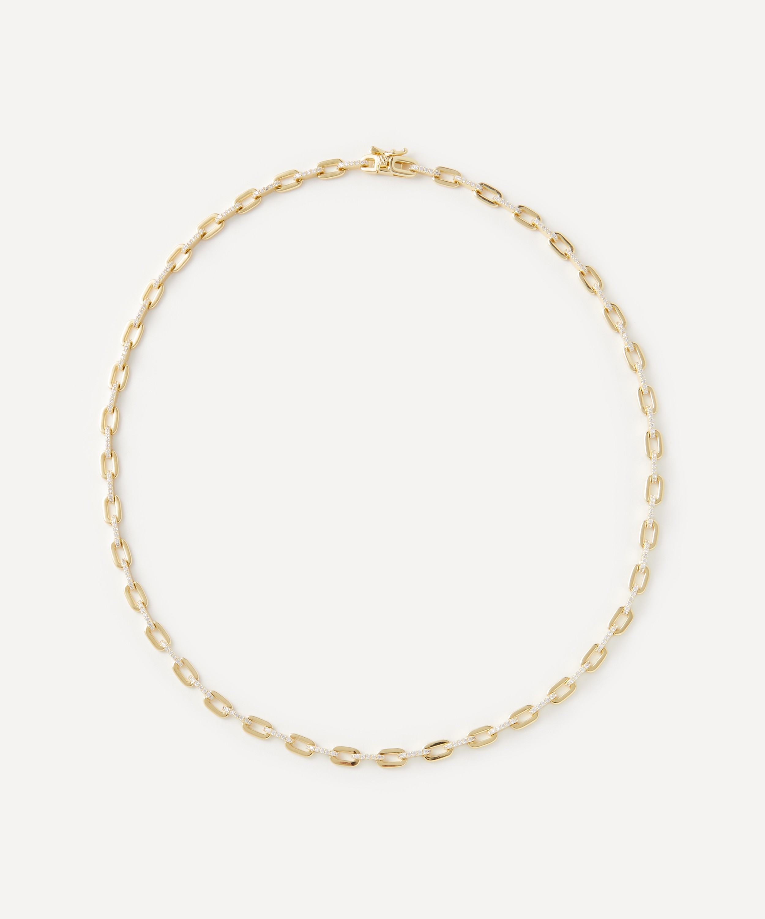 CZ by Kenneth Jay Lane - Gold-Plated Pavé Cubic Zirconia Link Chain Necklace