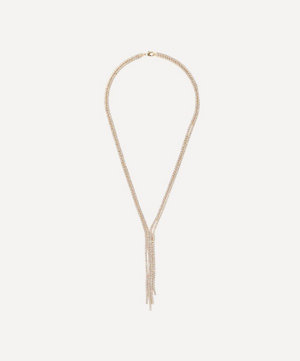 CZ by Kenneth Jay Lane - Gold-Plated Round Cubic Zirconia Fringe Lariat Necklace
