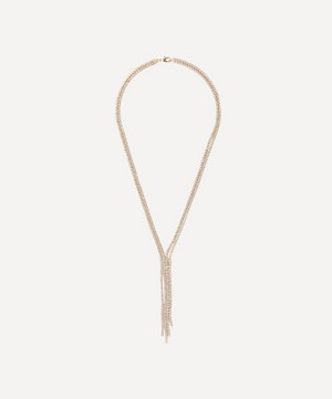 CZ by Kenneth Jay Lane - Gold-Plated Round Cubic Zirconia Fringe Lariat Necklace image number 0